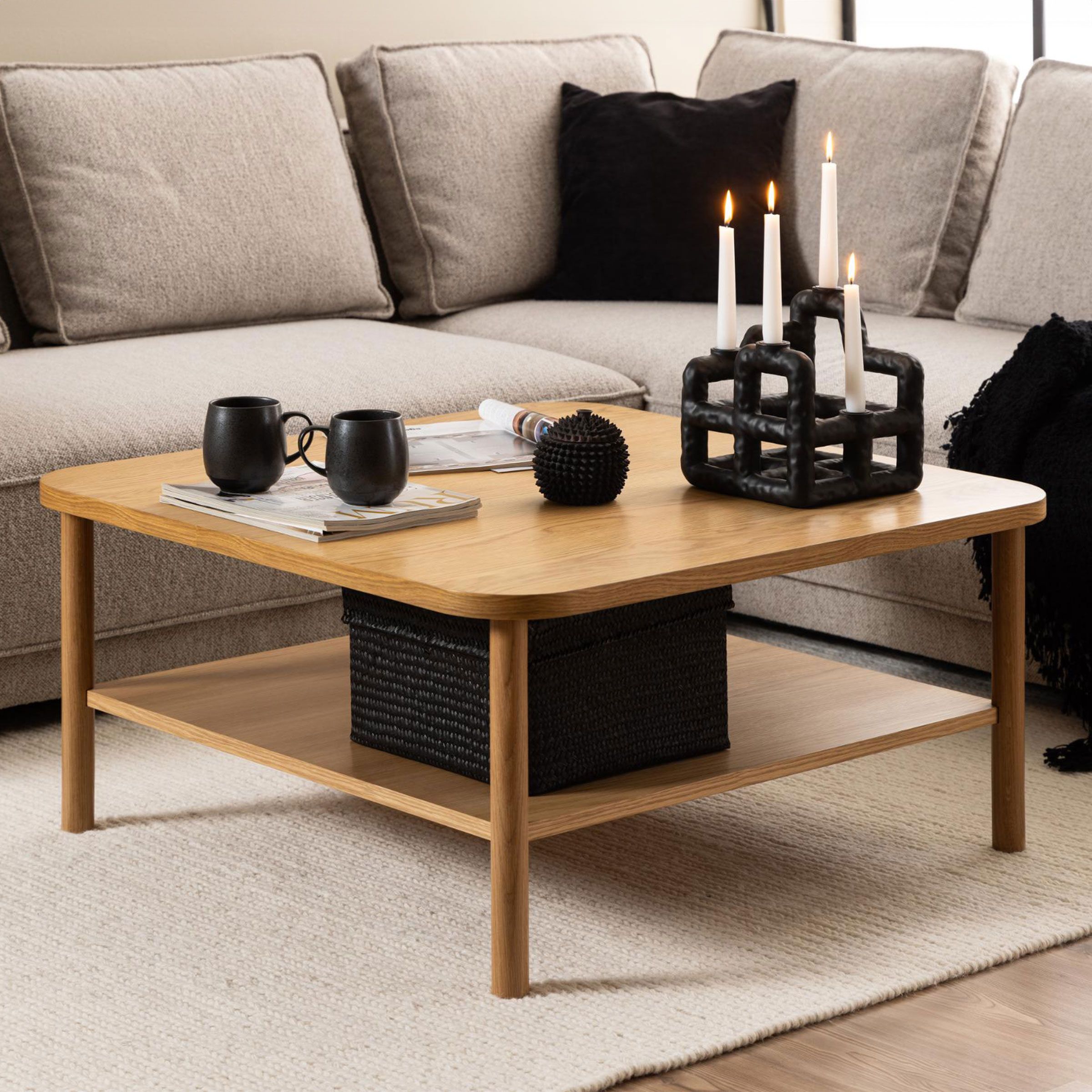 Bendt Salontafel Jazzmen – Strakke Vierkante Eikenblad (90 × 90 cm)
