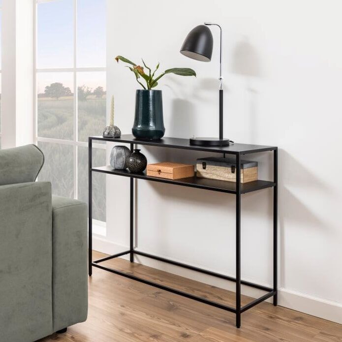 Bendt Sidetable Lua – Industriële Zwarte Metalen Tafel 100 cm