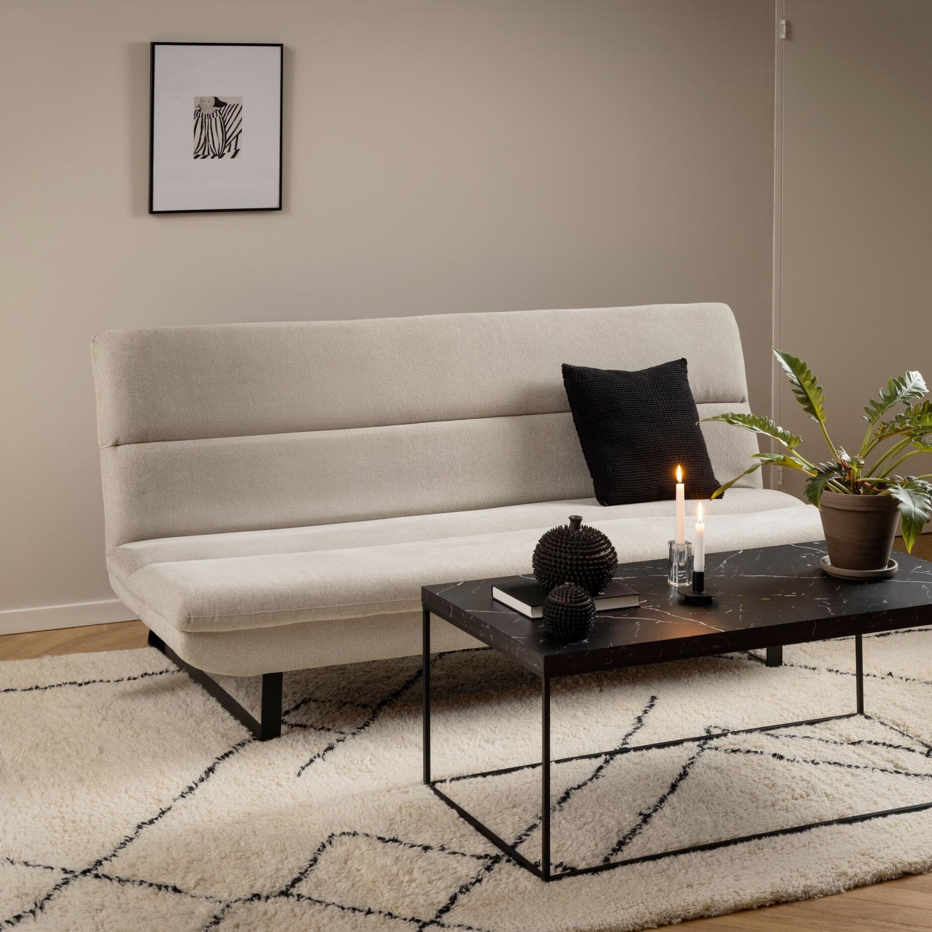 Bendt Slaapbank Mansoor – Comfortabele Beige Slaapbank met Click‑Clack Mechanisme