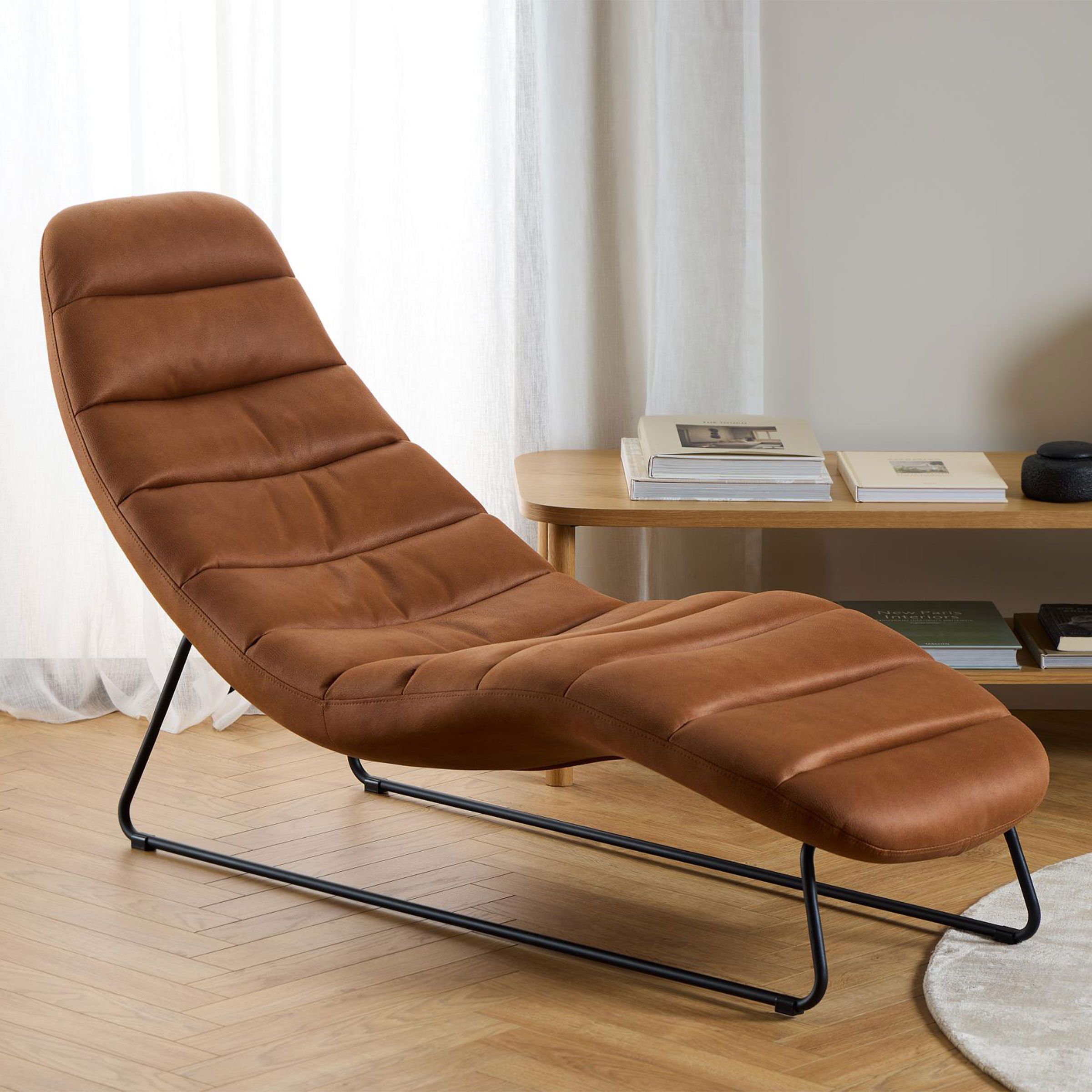 Bendt Tiago Leder Fauteuil – Luxe chaise‑longue in warme cognac