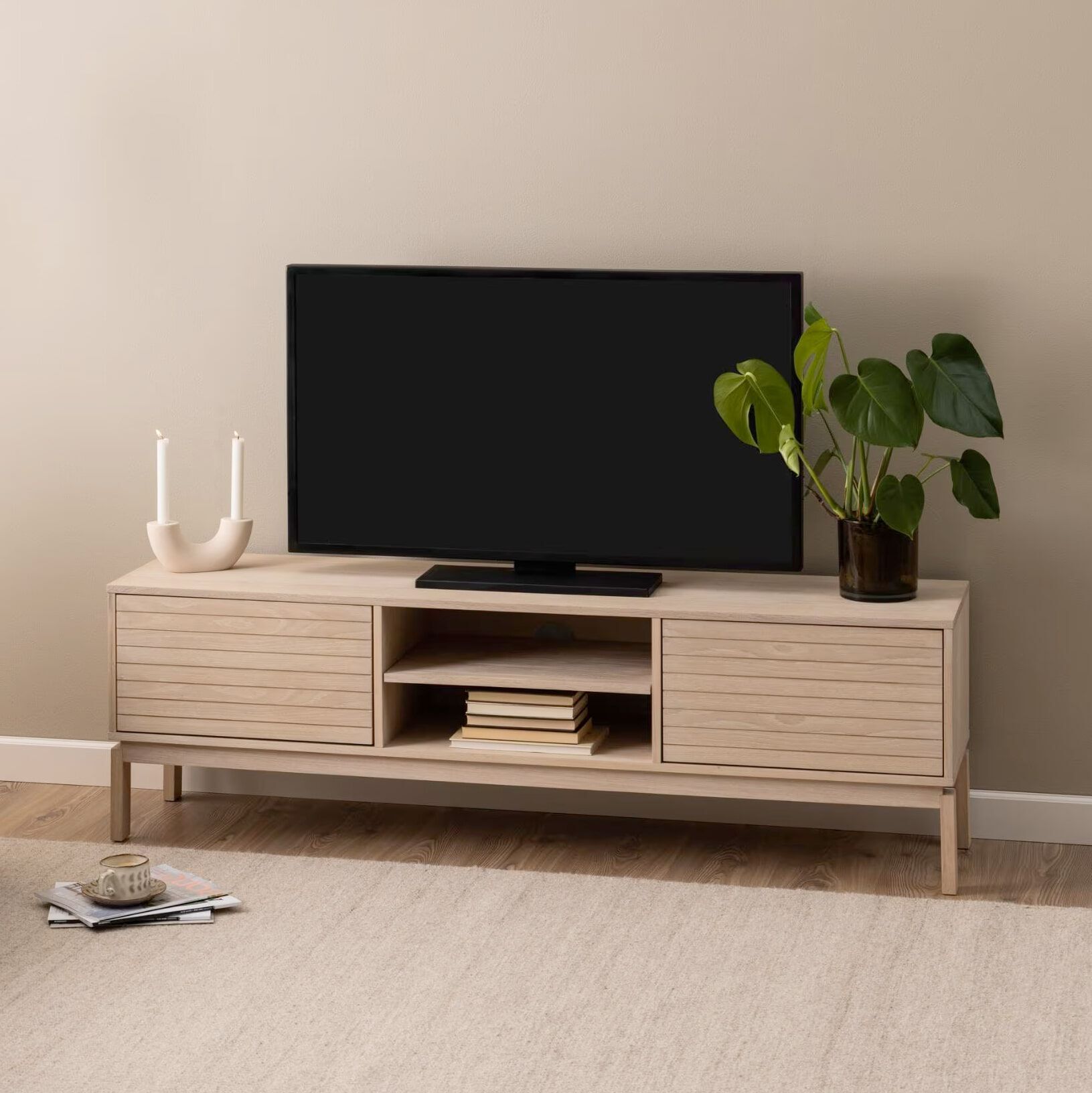 Bendt TV‑meubel Sharalyn – Wit eiken, 160 cm