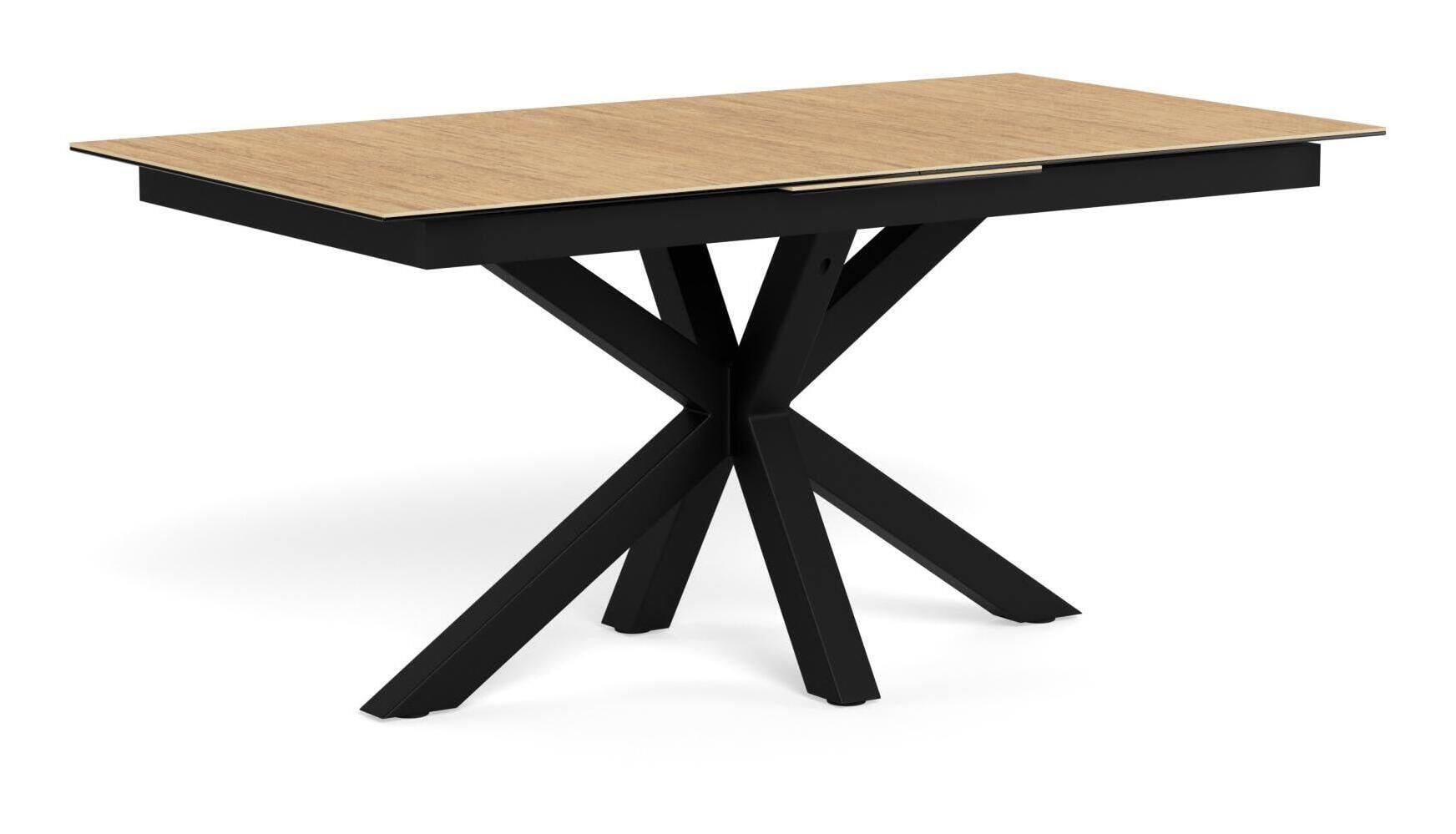 Bendt uitschuifbare eettafel Line – modern keramisch blad in eikenlook