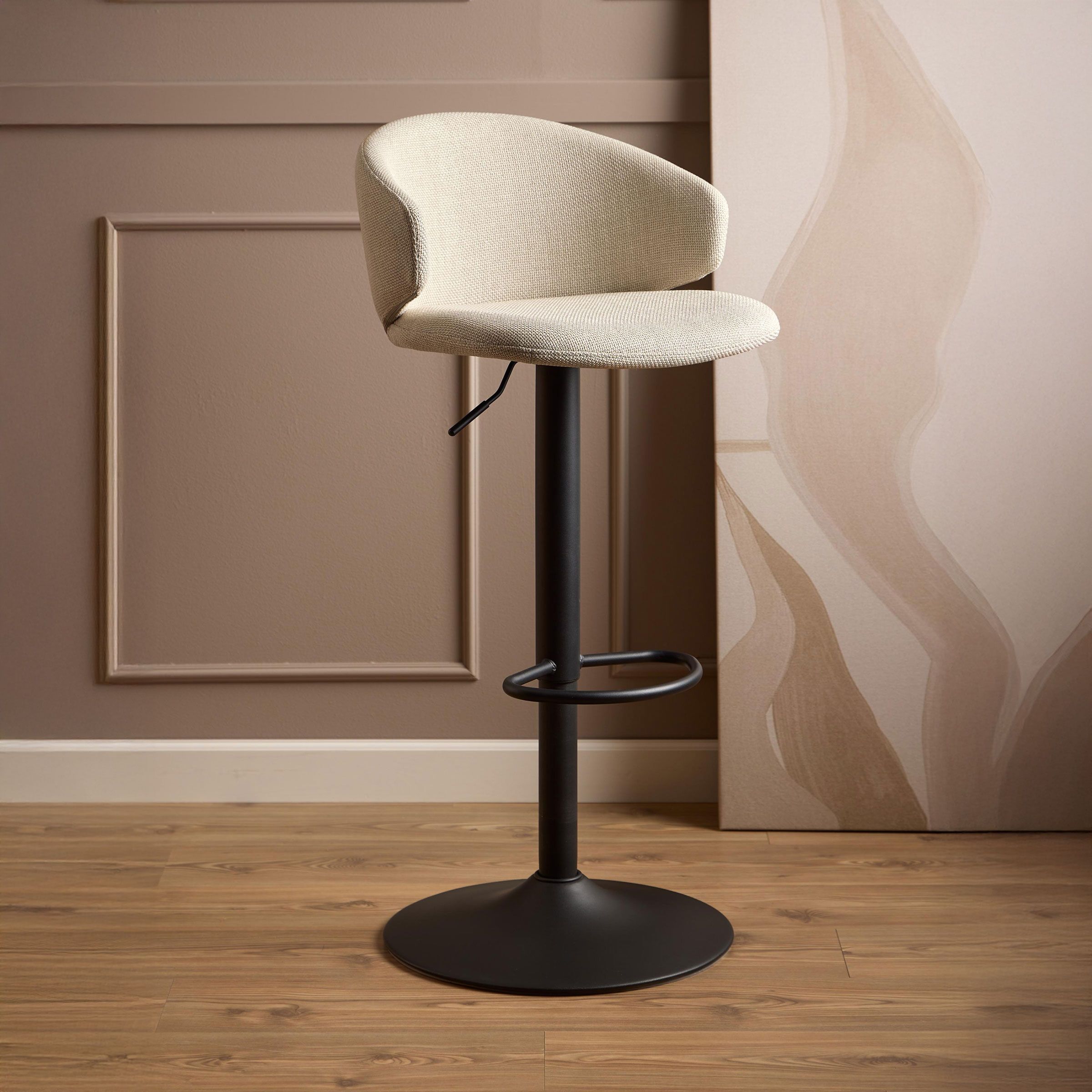 Bendt Verstelbare Barkruk Larue – Stijlvolle Beige Zitplek met Gaslift