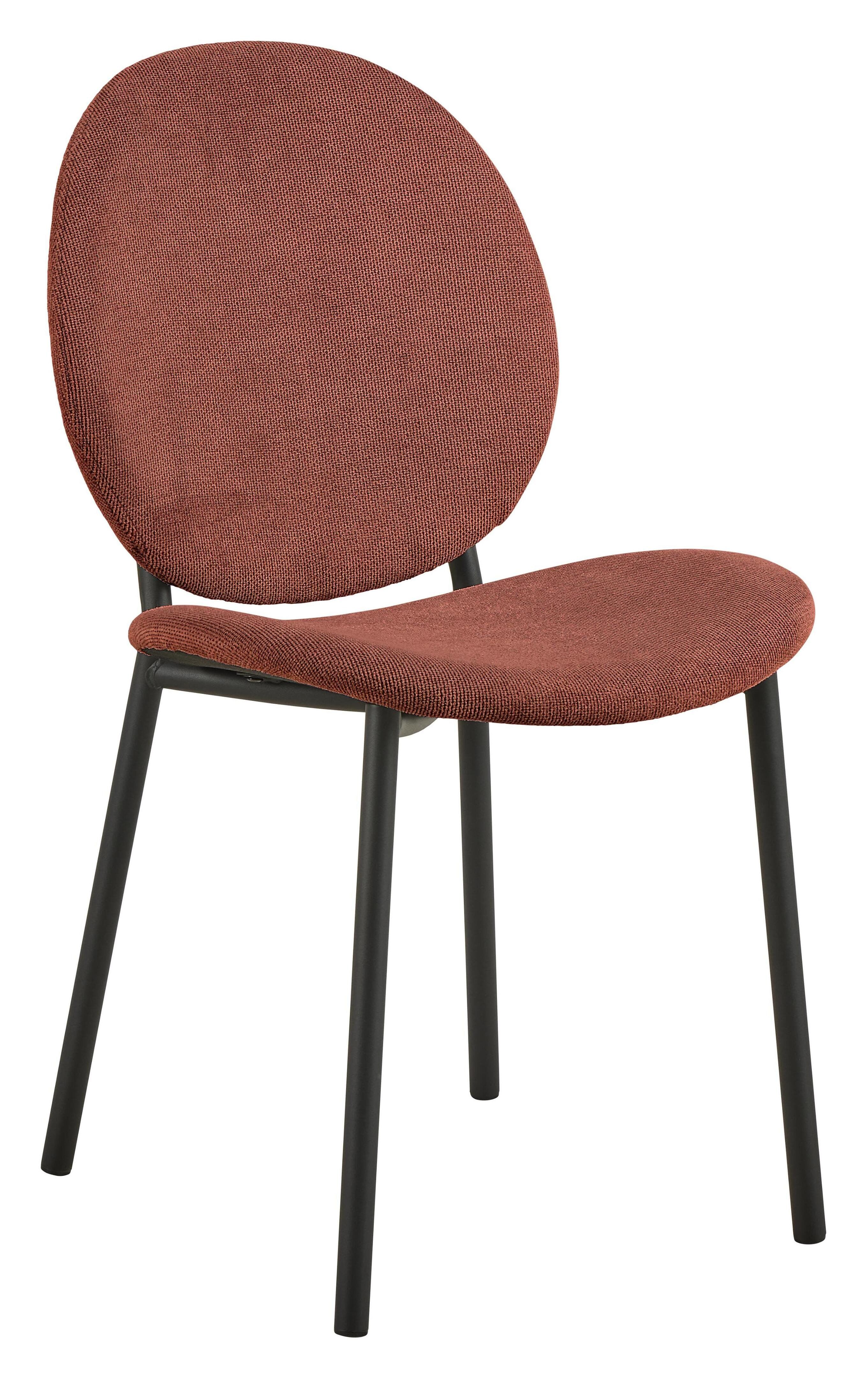 Bendt Vic eetkamerstoel in terracotta – elegante weefstof met zwart stalen frame