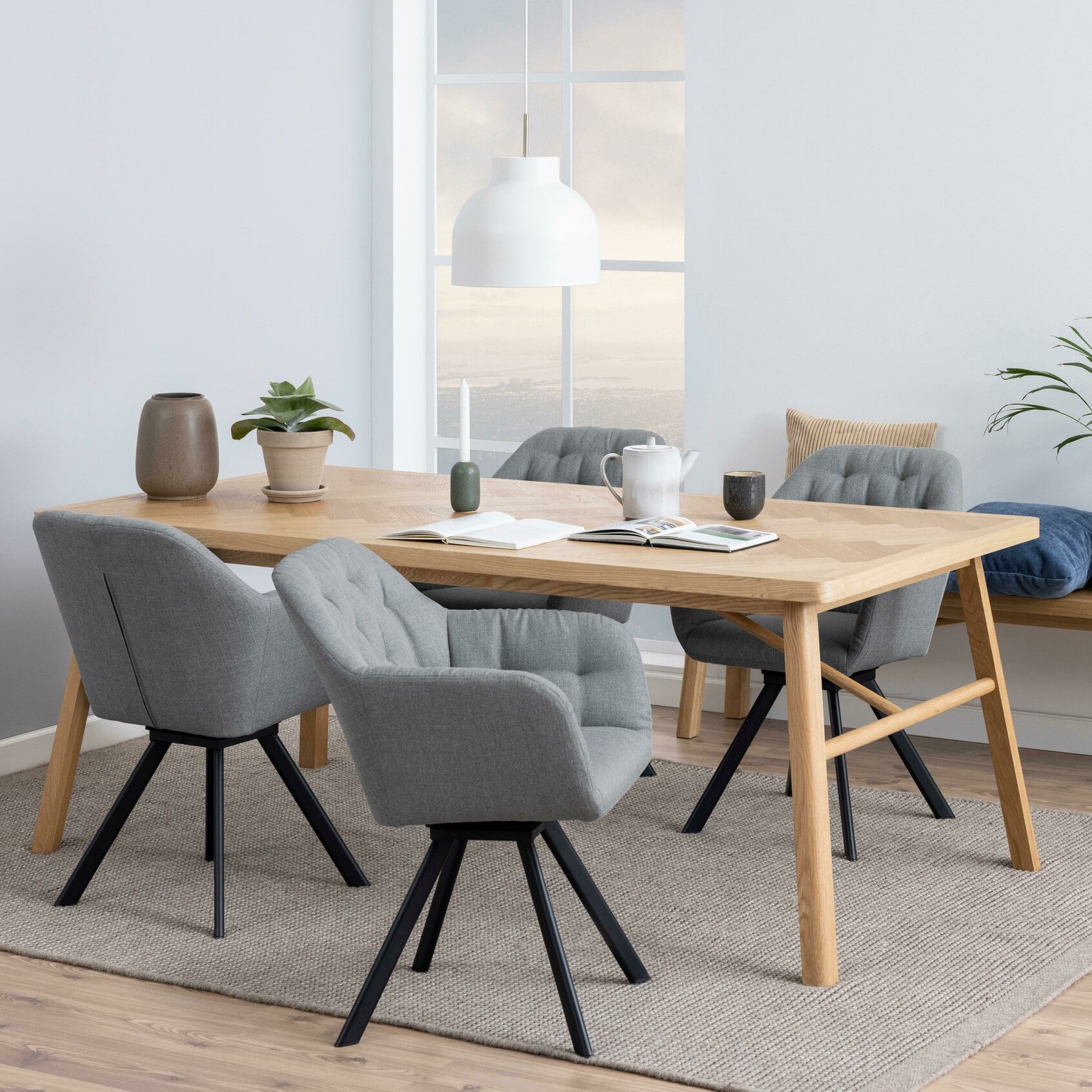 Bendt Visgraat eiken eettafel 200×100 cm – Scandinavisch design voor 6 personen