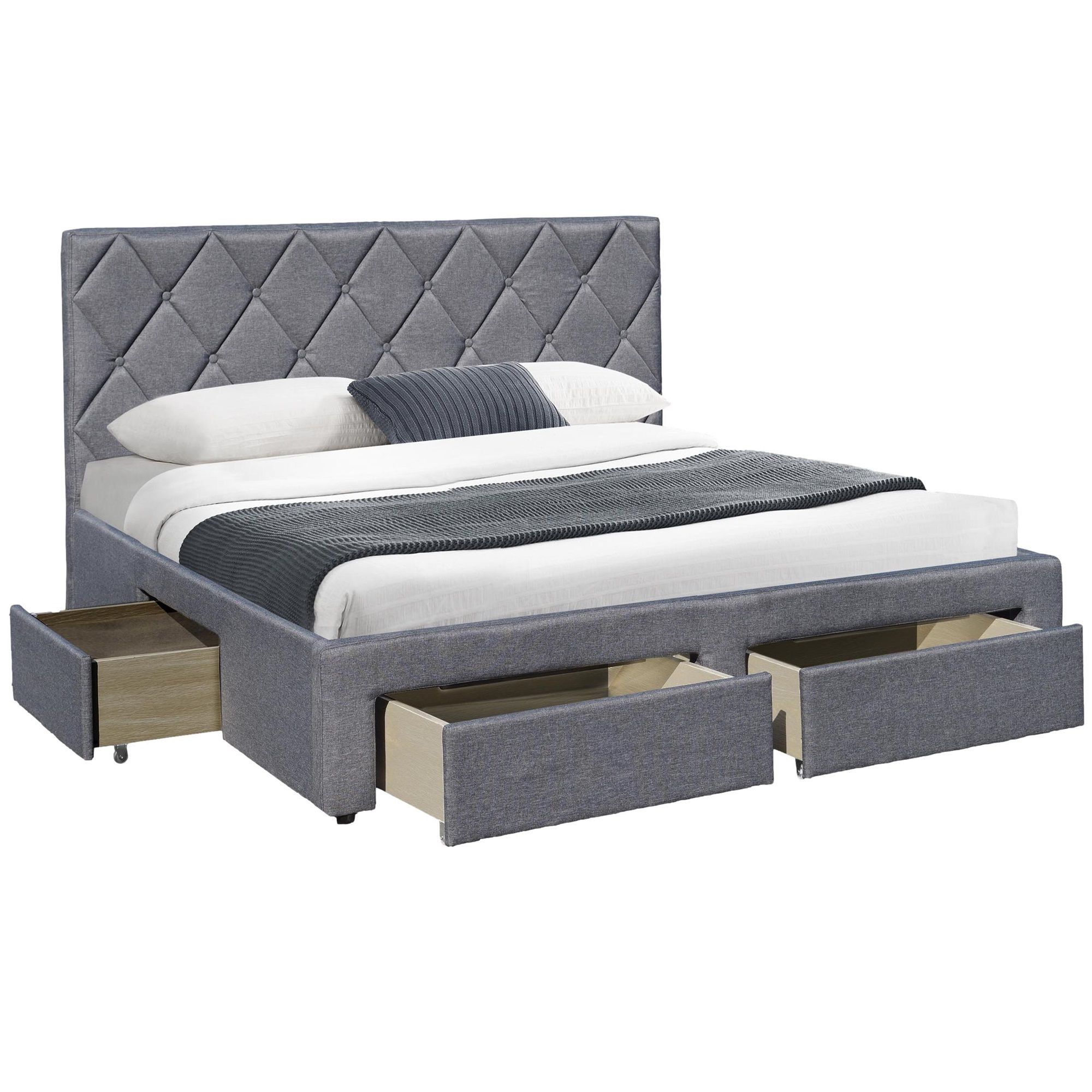 Betina Tweepersoonsbed 160 × 200 cm – Modern comfort in stijlvol grijs
