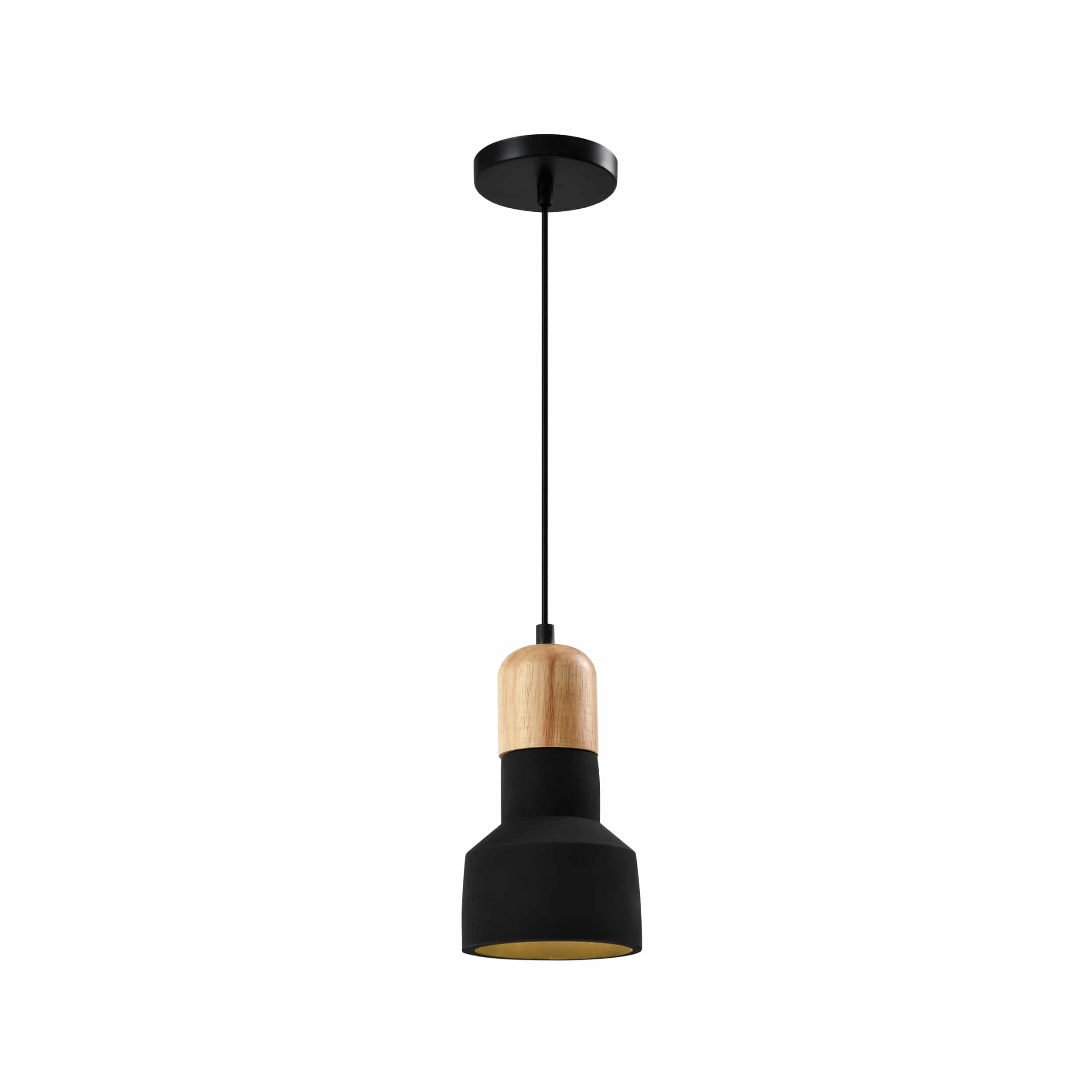 Betonnen landelijke hanglamp van QUVUI – Stijlvolle zwart‑houten verlichting