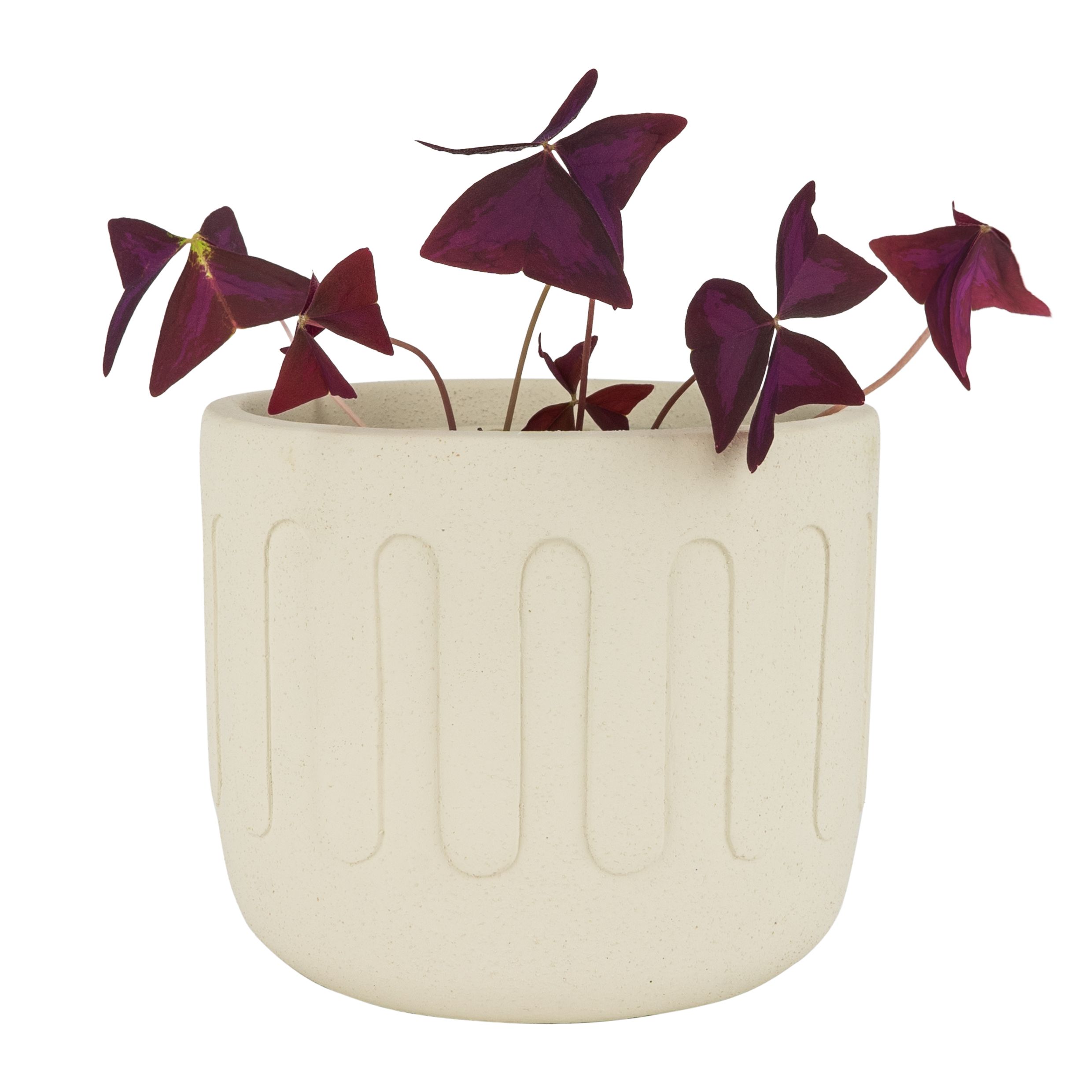 Betonnen QUVIO Bloempot met druppels – Stijlvolle 18 cm pot in Beige