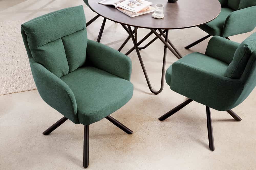 BIG GEORGE Draaibare Retro Eetkamerstoel – Groen met Armleuningen – Invicta Interior