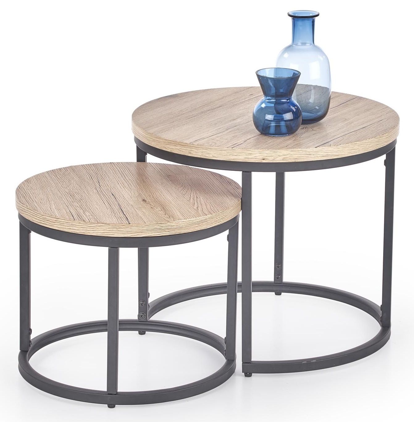 Bijzettafel Set Oreo – Elegant Sanremo eiken met stoere staalbasis