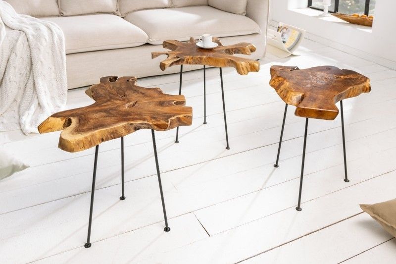 Bijzettafel WILD – 40 cm teakhouten low‑profile voor een warme, moderne woonkamer