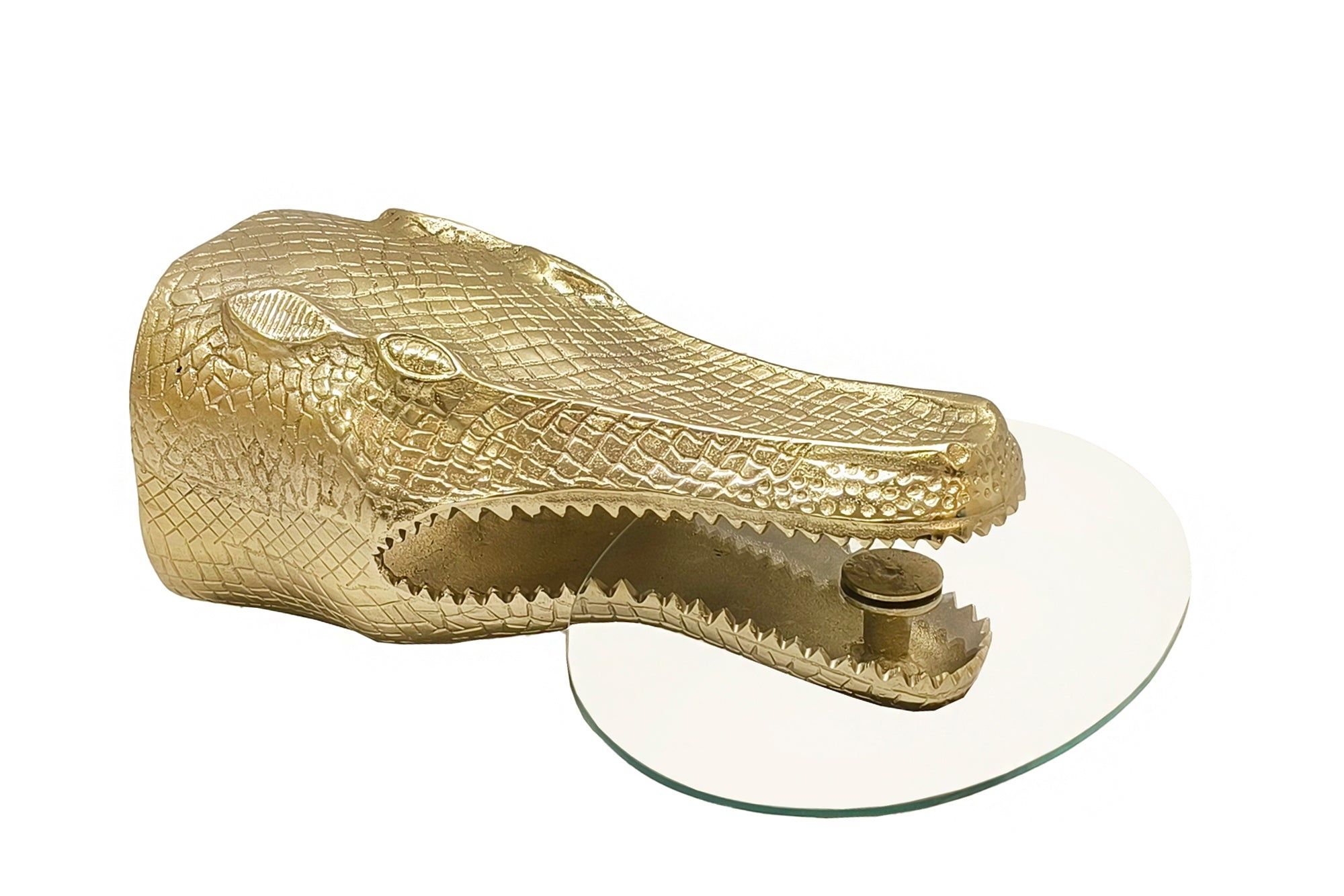 Bijzettafel Wildlife Crocodile Ovaal – Hangend Glas met Gouden Finiš