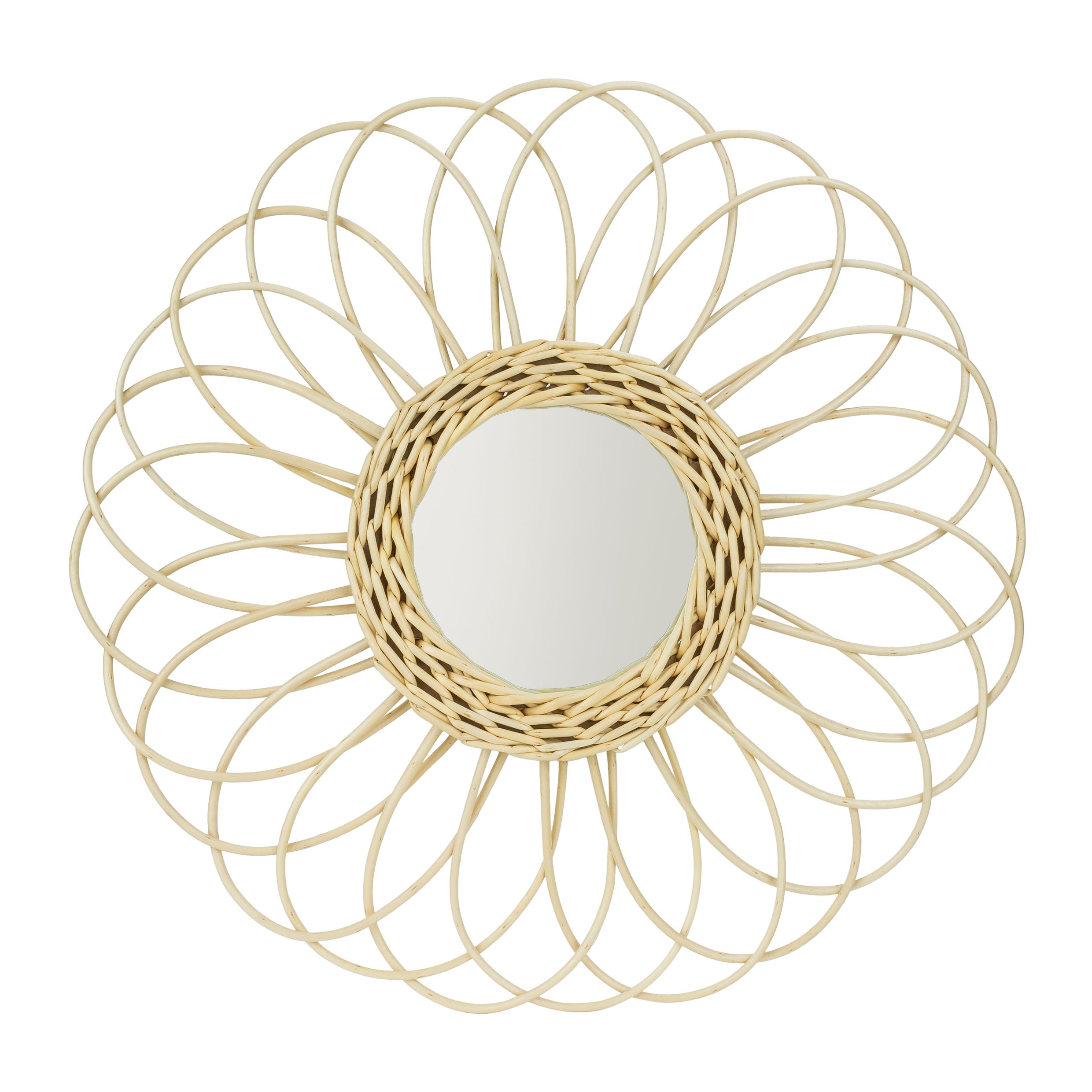 Bloemvormige rotanspiegel QUVIO – 39,5 cm natuurlijke charme