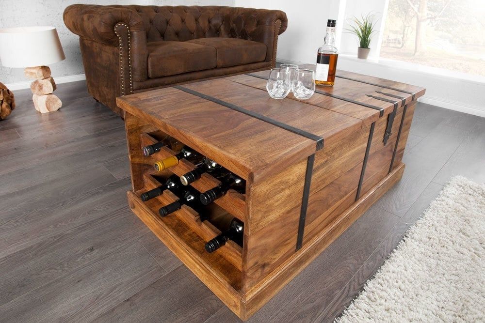 BODEGA Salontafel 100 cm – Massief Sheesham met Steenafwerking van Invicta Interior