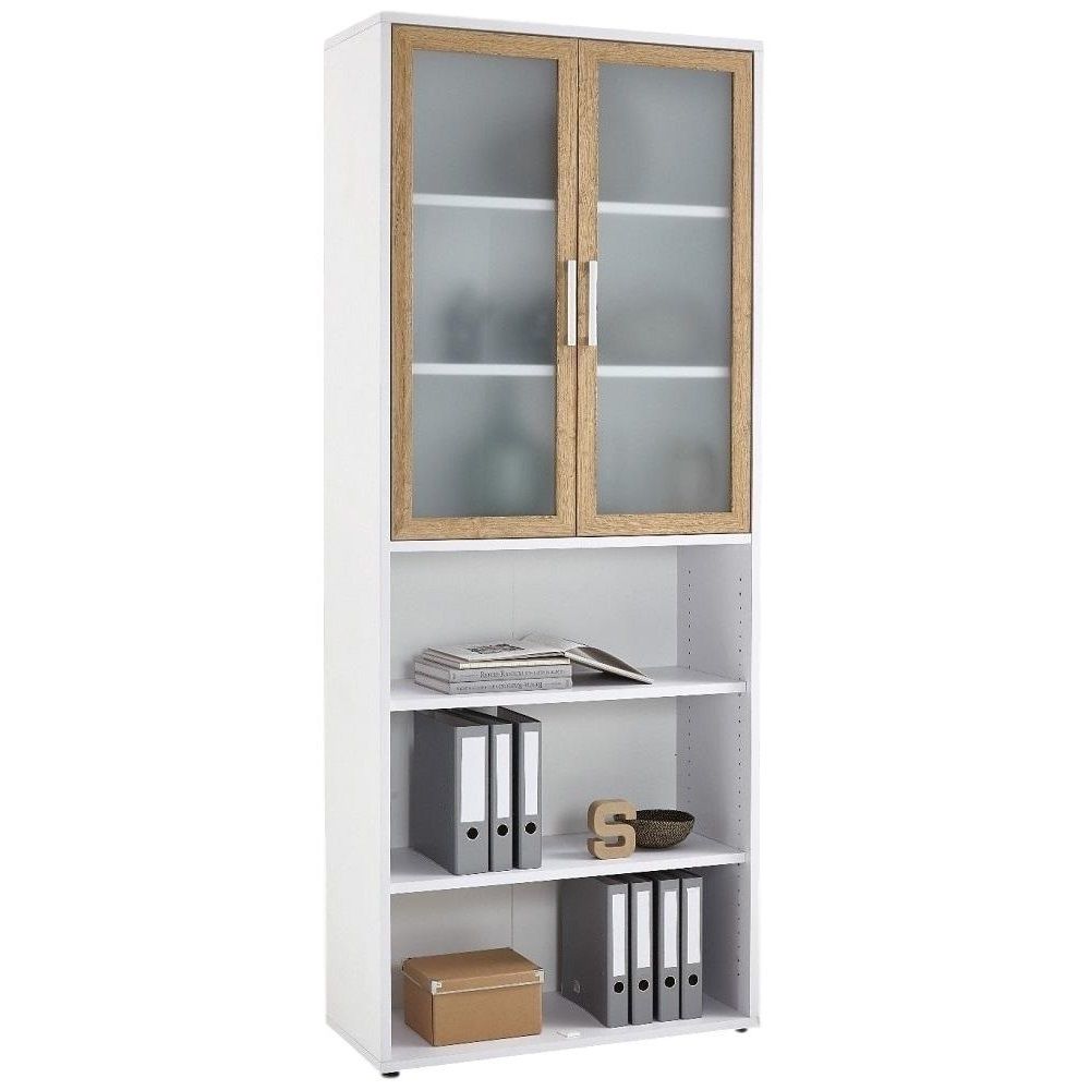Boekenkast Calvia 12 – Elegante wit‑eiken kast van 222 cm hoog