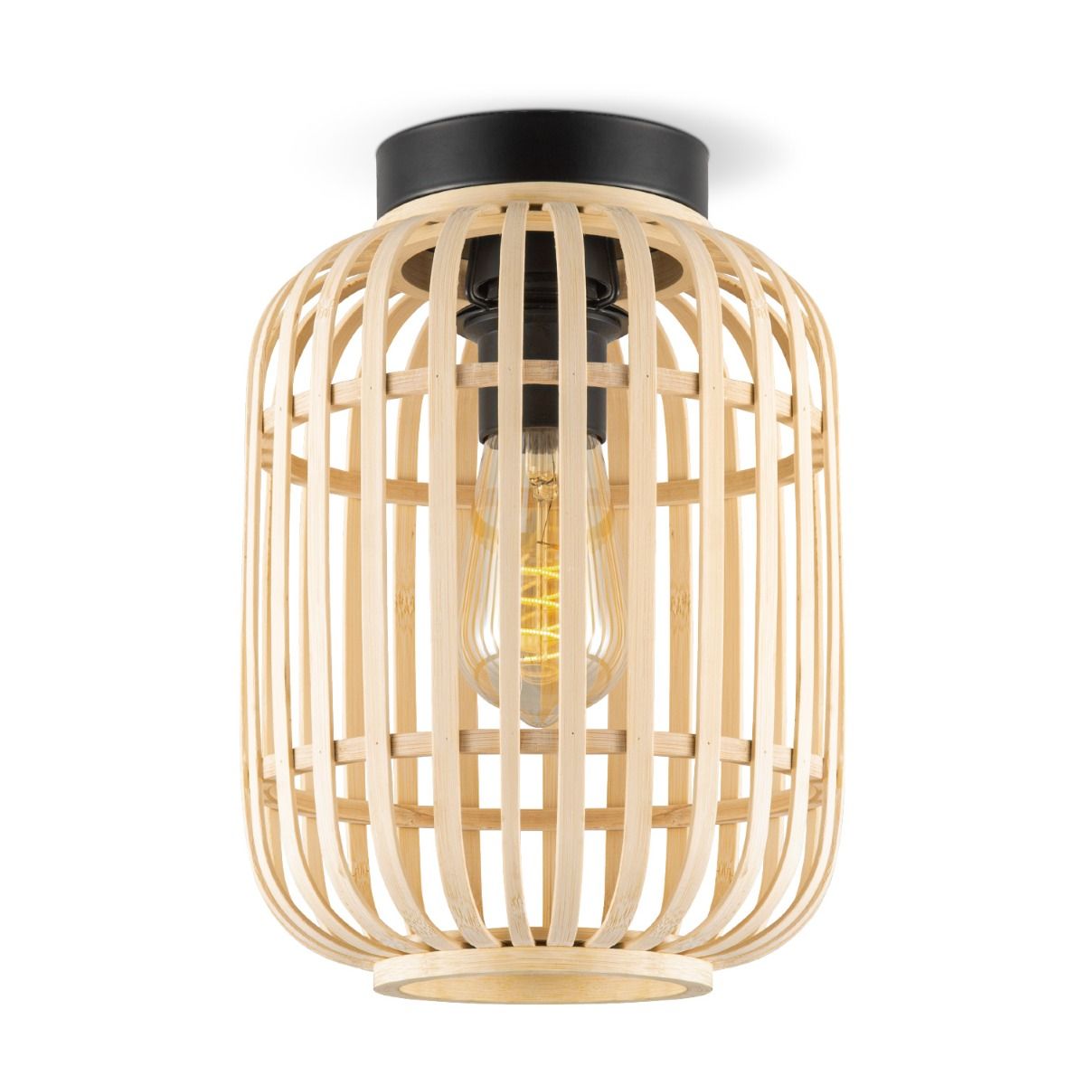 Boheemse plafondlamp met bamboe kap – warm, natuurlijk licht voor slaapkamer en studeerkamer