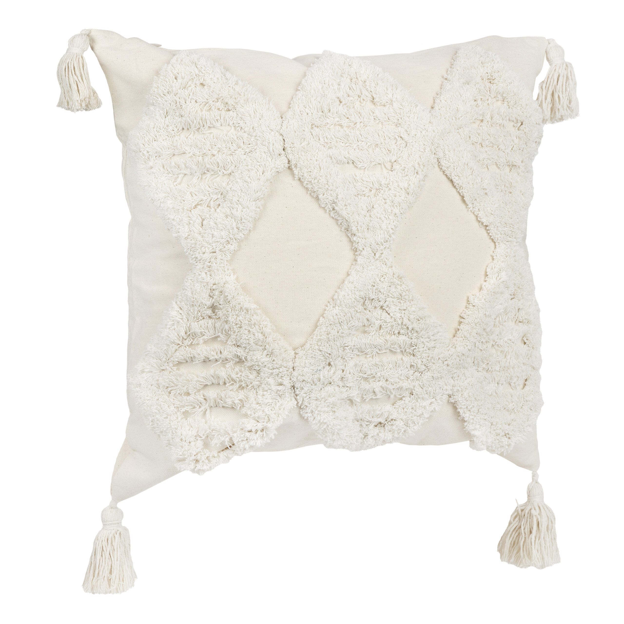 Bohemian kussenhoes met franjes – QUVIO 45×45 cm, beige jute
