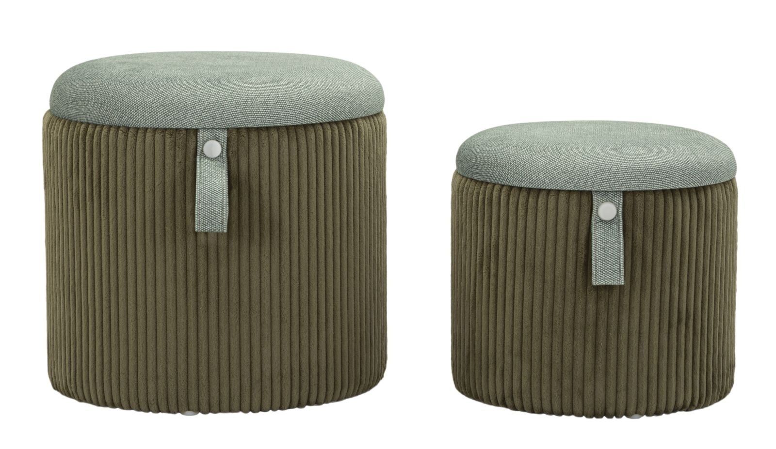 Bolzano Groen Hocker Set – Stijlvolle Opbergruimte voor elke Woonkamer