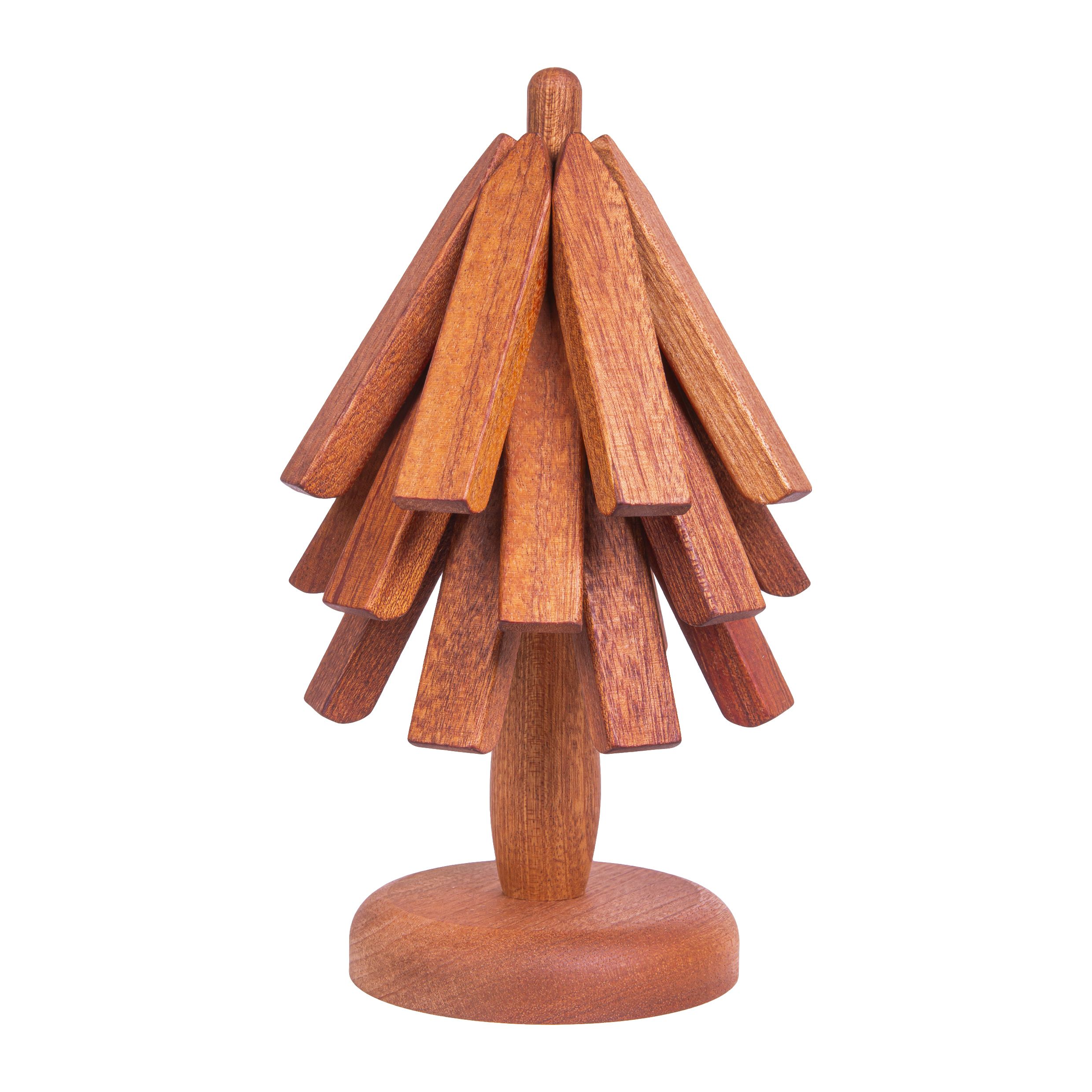 Boomvormige QUVIO Pannenonderzetters – Set van 3 stijlvolle houten tafeldecoraties