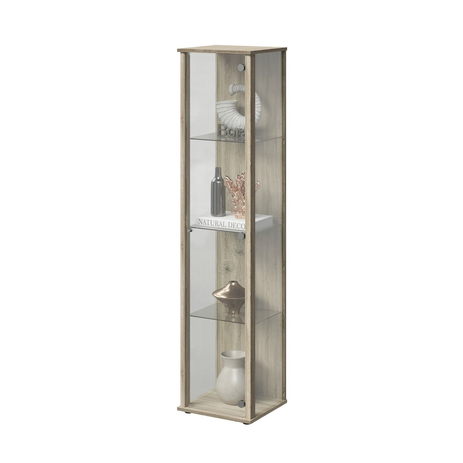 Bora Vitrinekast 1 Deurs – 170 cm Hoog in Sonoma Eiken