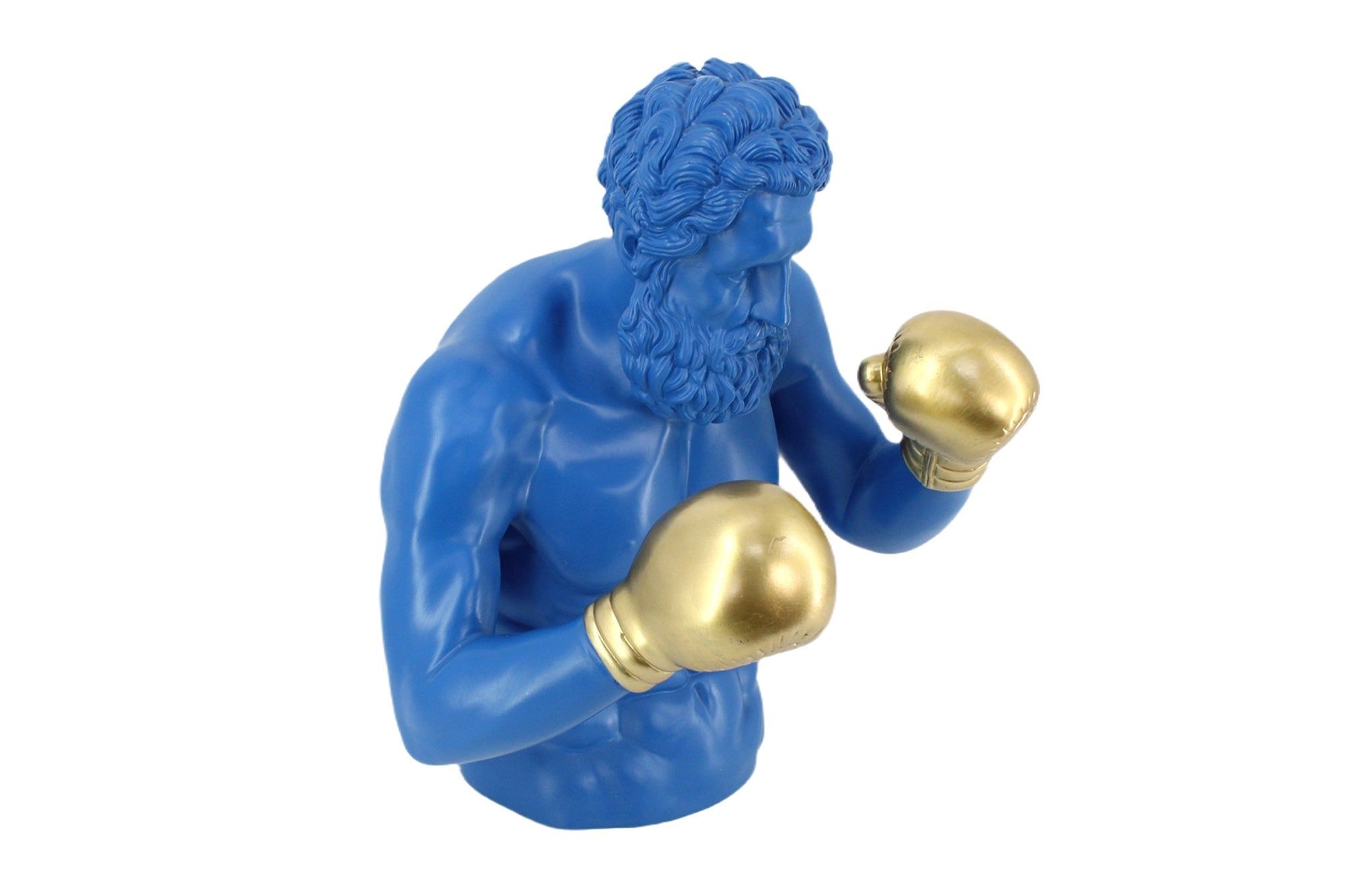 Boxer decoratiefiguur 50 cm – blauw‑gouden kunstobject | Invicta Interior