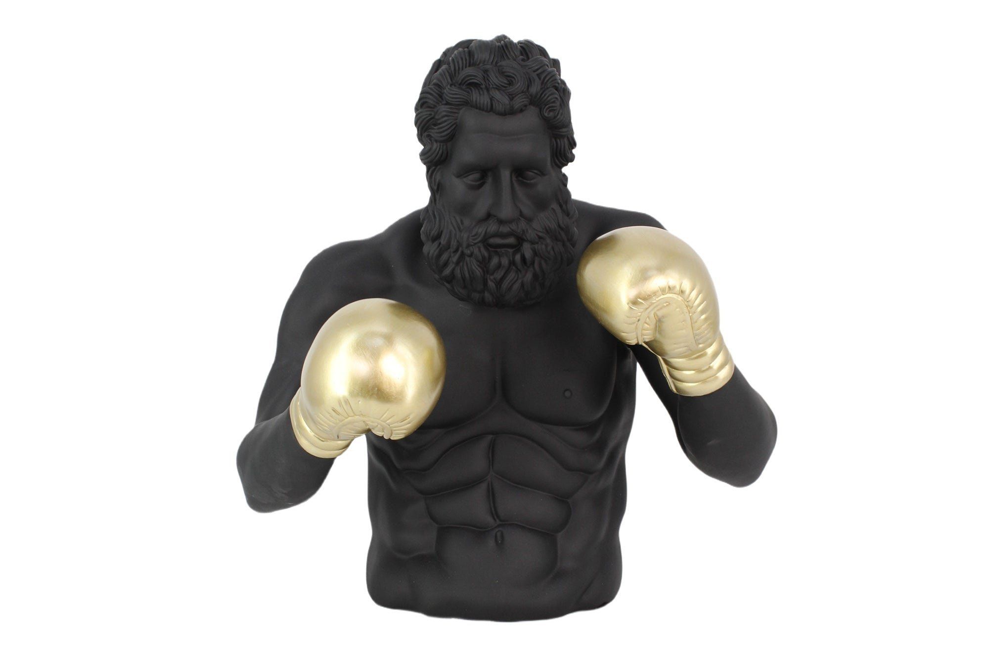 Boxer Decoratiefiguur 50 cm – Zwart‑Goud Design van Invicta Interior