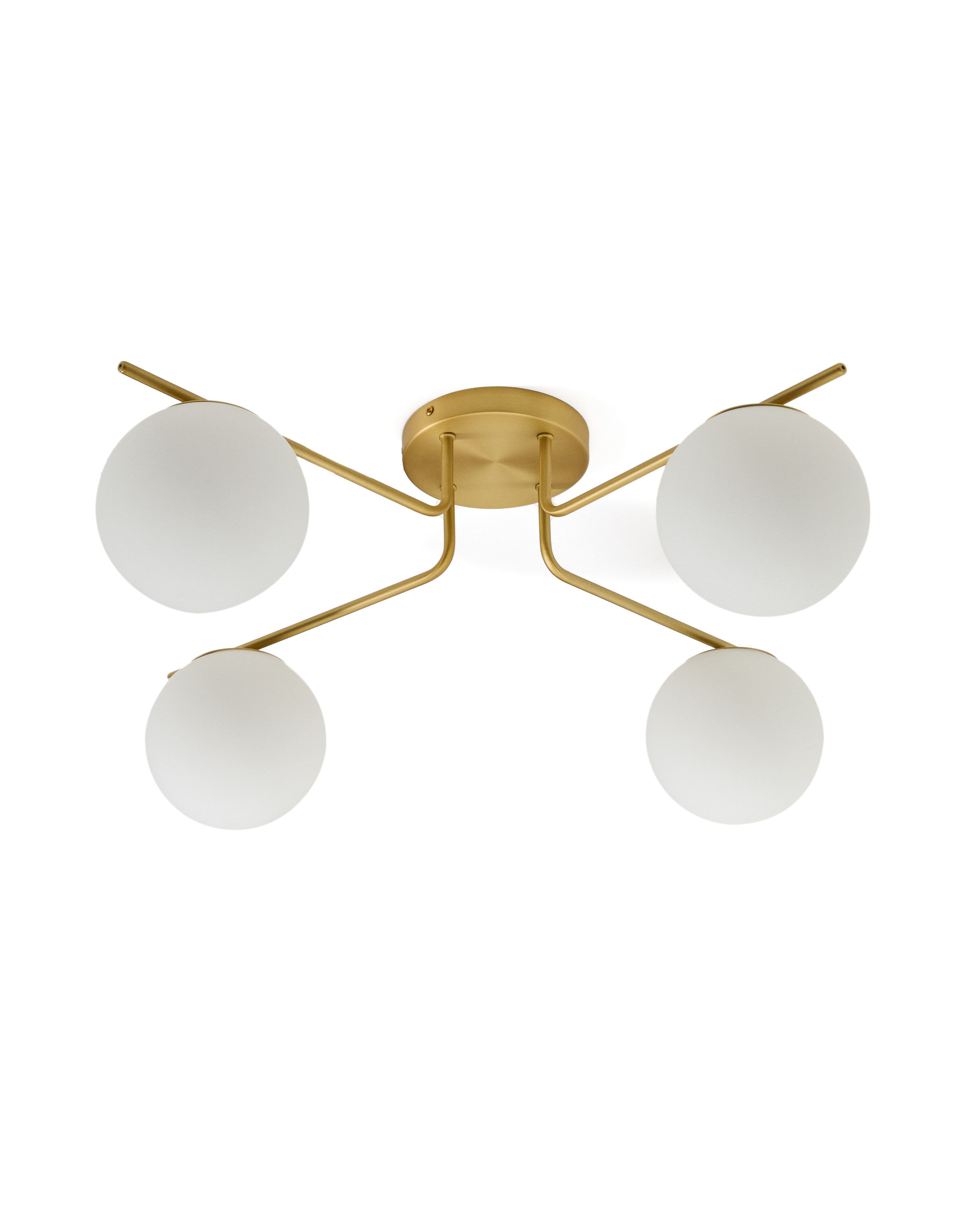 Brisia 4‑lamp plafondlamp van Kave Home – strak wit en messing