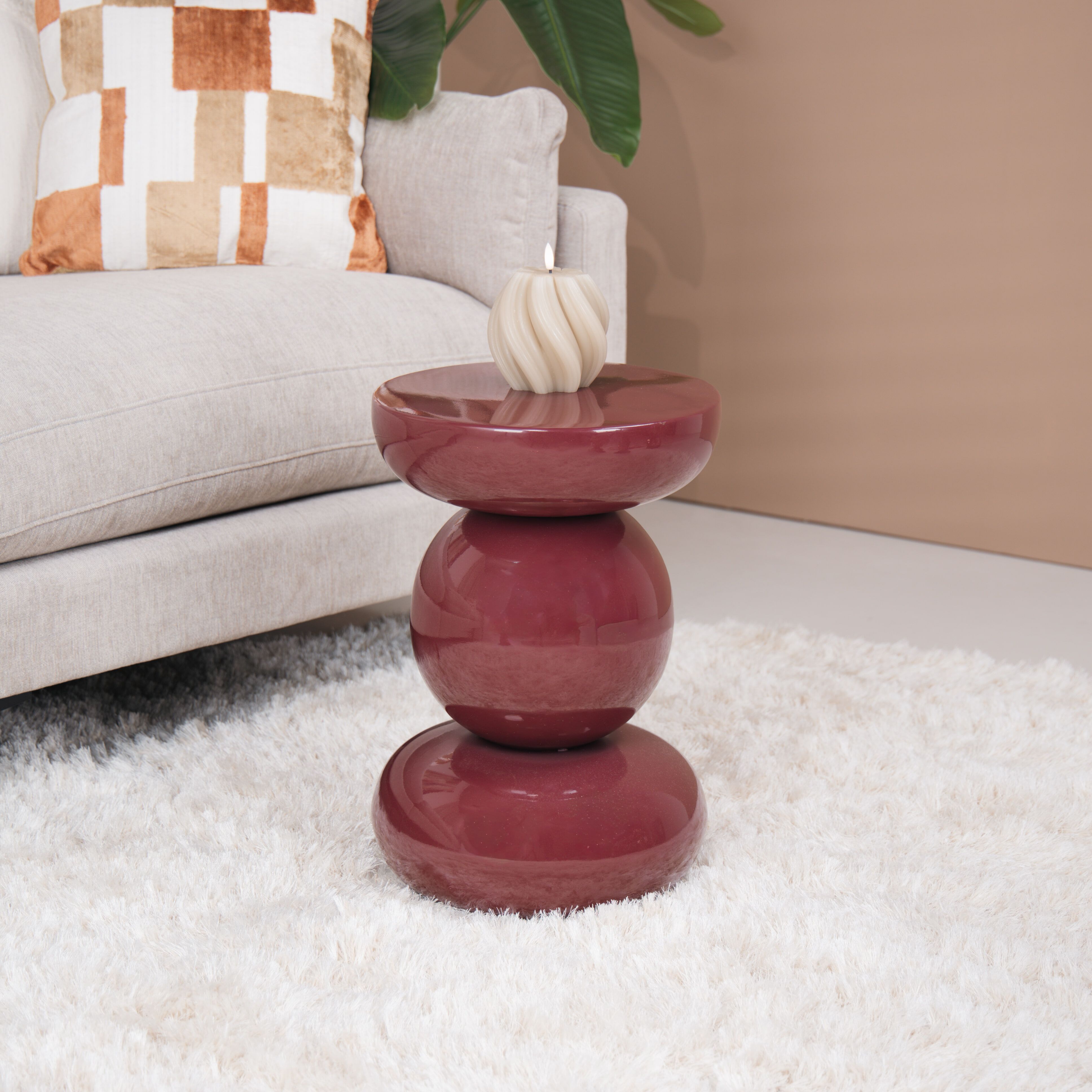 Brix Dex Ronde Bijzettafel 33 cm – Stijlvolle Maroon Accent voor uw Woonkamer