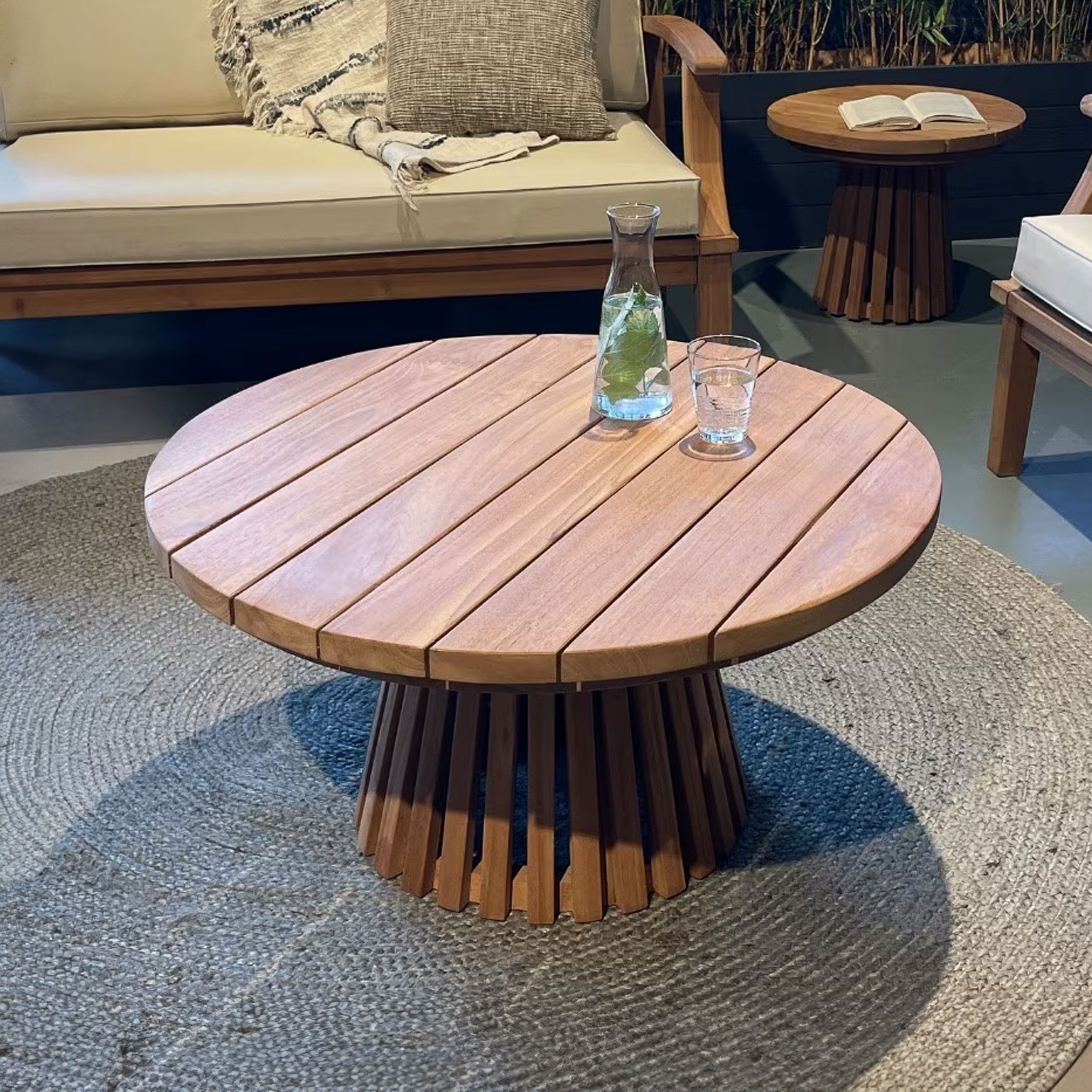 Brix Ronde Salontafel Cindo 80 cm – Natuurlijke Teakhout Loungetafel