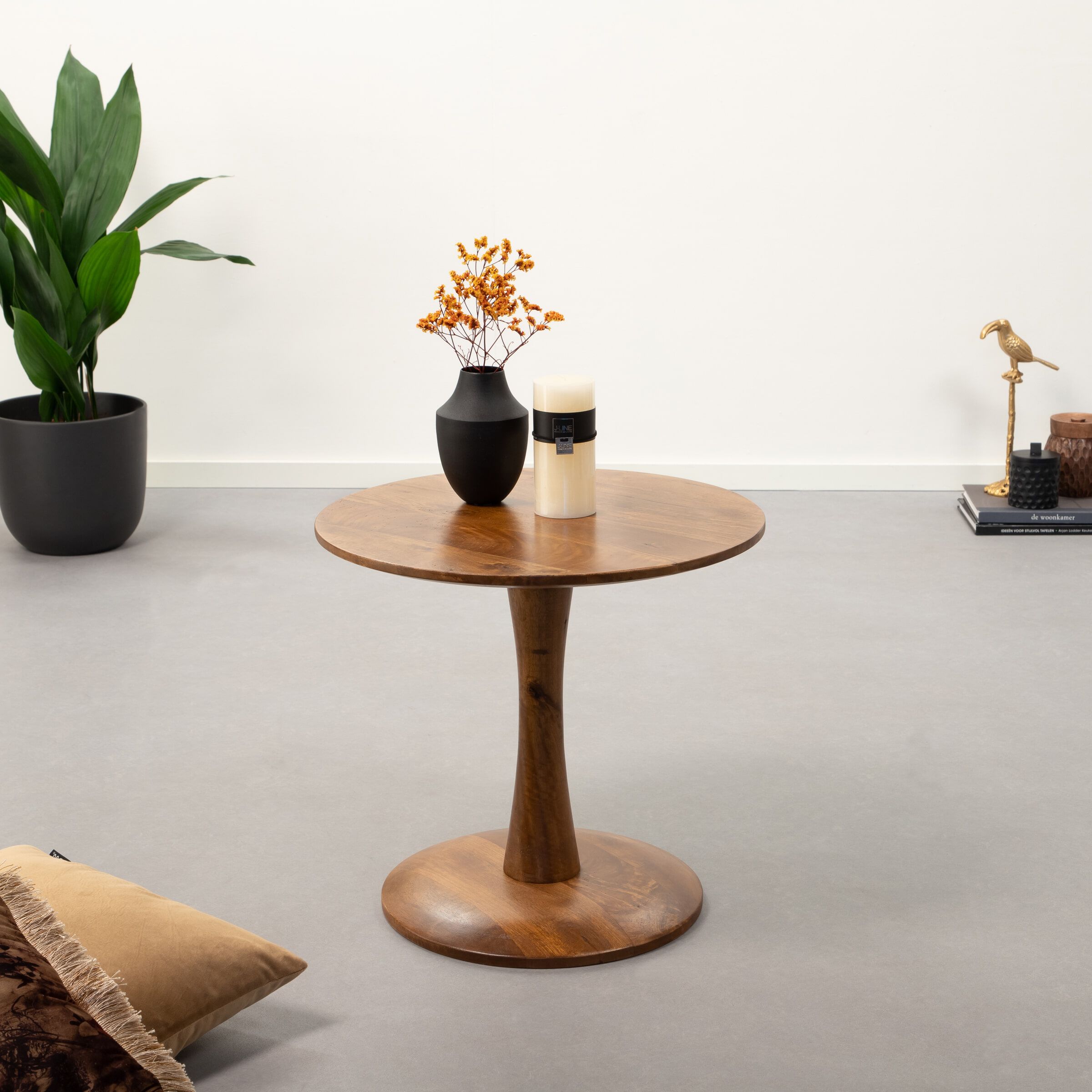 Brix Vivian Salontafel – Tijdloze ronde mangohout tafel (50 cm)