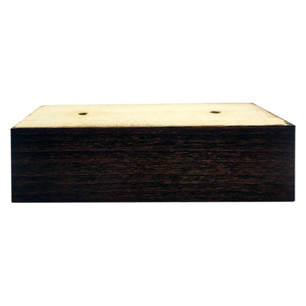 Bruine houten meubelpoot rechthoekig – 13 × 5,5 cm, 4 cm hoog – Furniture Legs Europe