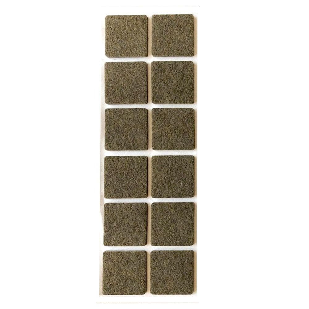 Bruine plakvilt vierkant 4×4 cm – 12 stuks – Furniture Legs Europe