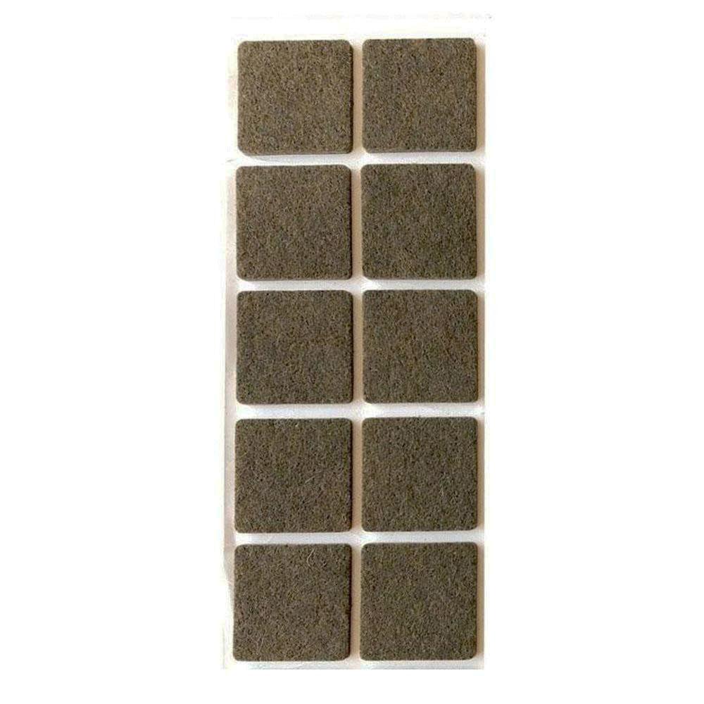 Bruine vierkante plakvilt van 4,5 × 4,5 cm – 10 stuks voor stille, stevige meubelpoten