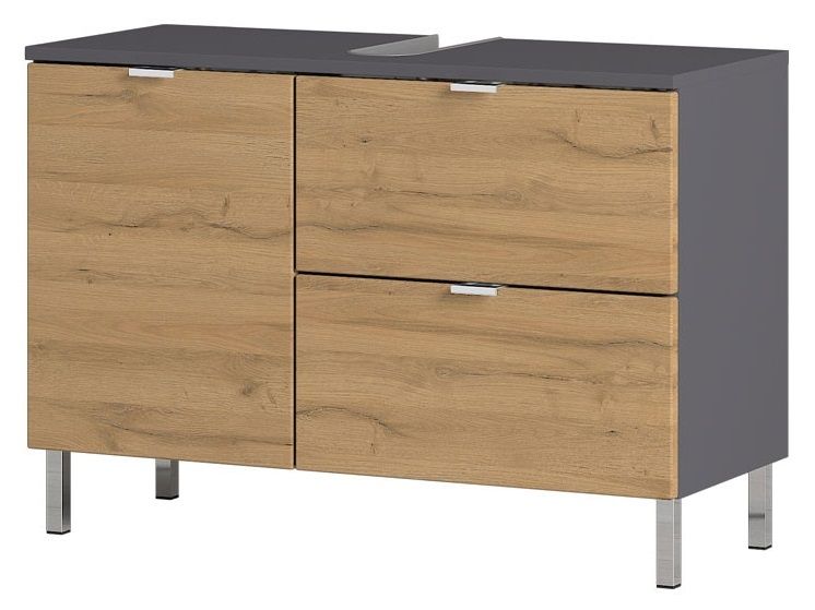 Bruno L wastafelonderkast 80 cm – grafiet & grandson eiken, stijlvol en functioneel