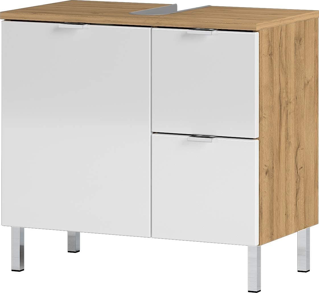 Bruno M wastafelonderkast 60 cm – Eiken & wit, stijlvolle badkameroplossing