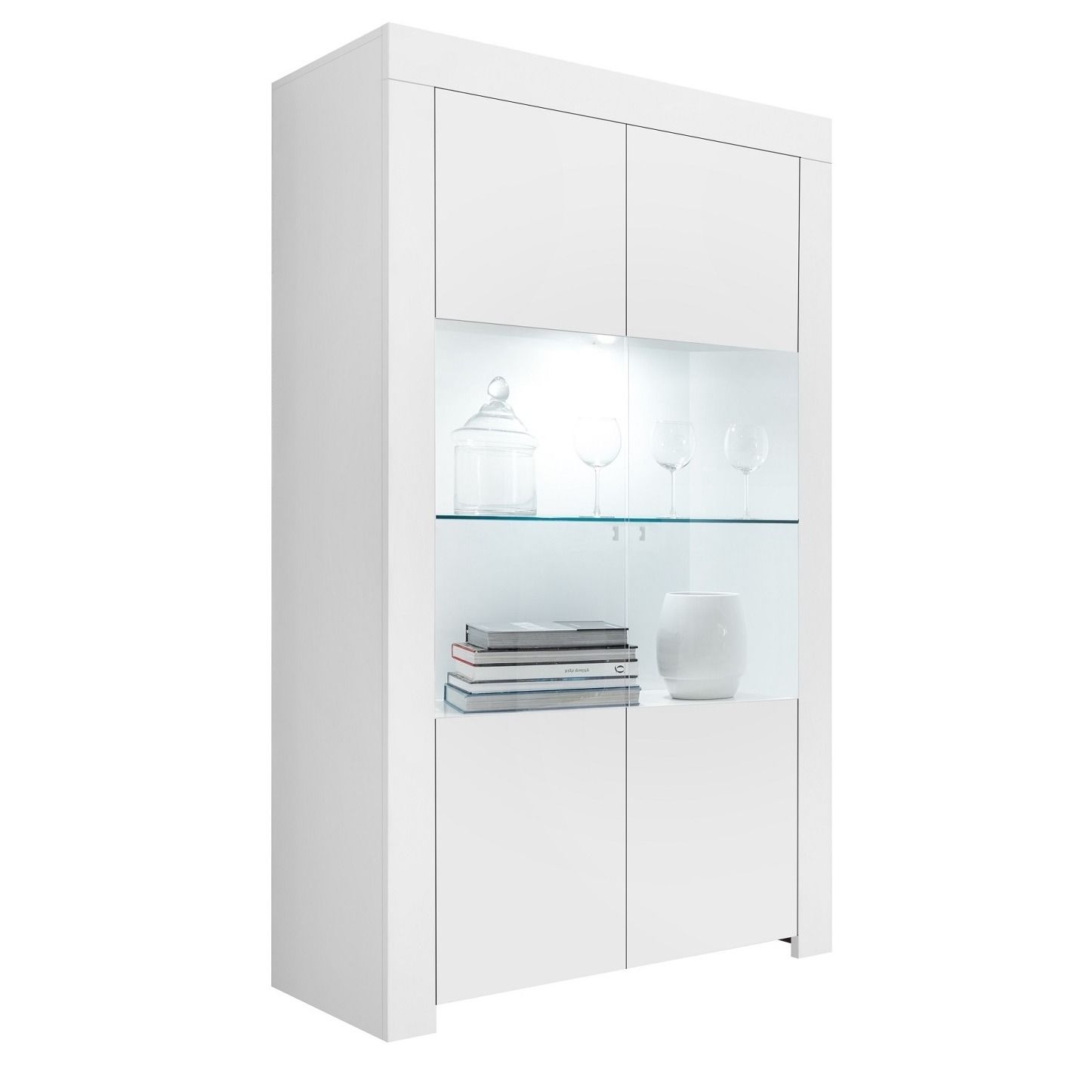 Buffetkast Firenze – strak mat wit, 186 cm hoog