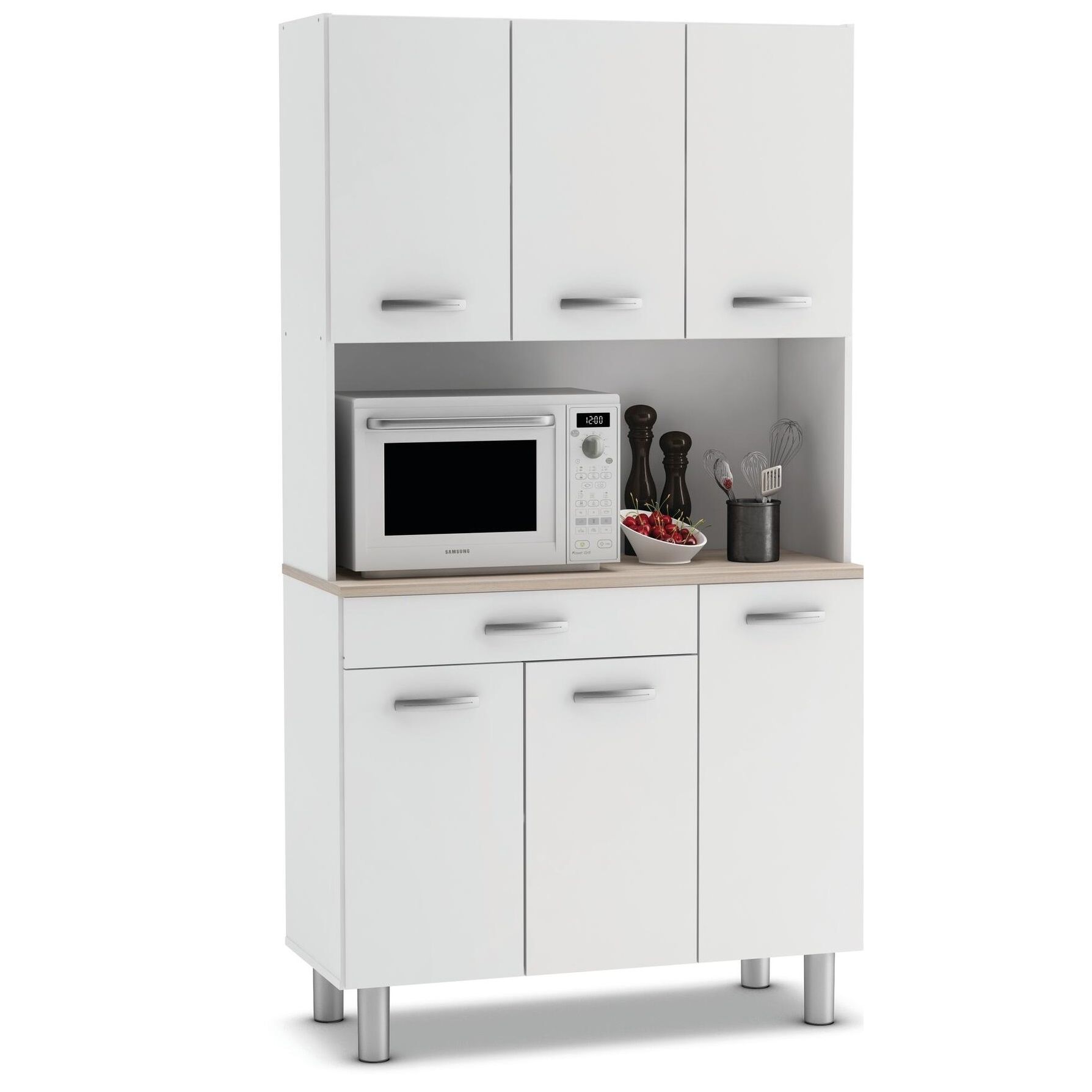 Buffetkast Pasta 185 cm – Strakke, witte opbergoplossing voor de moderne keuken