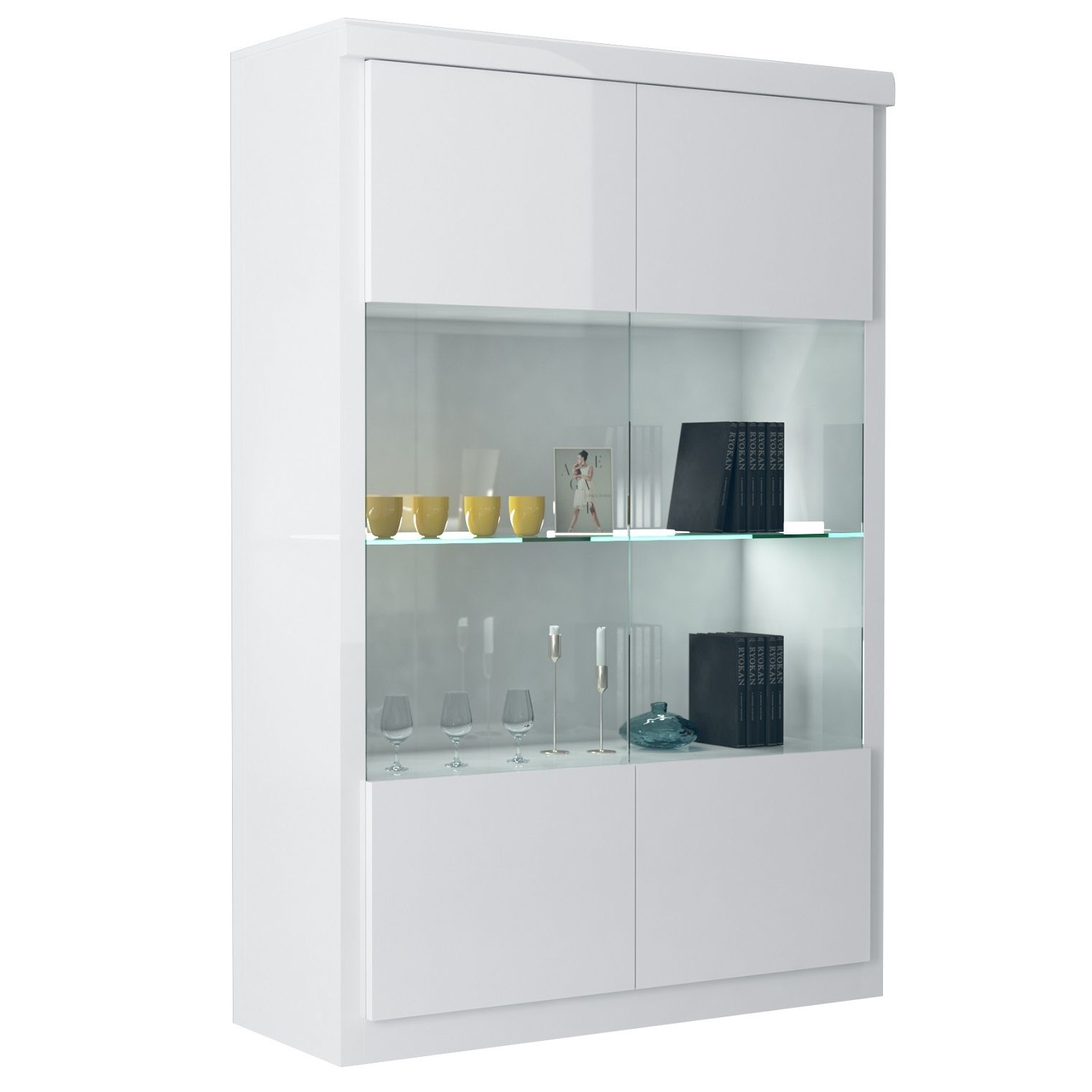 Buffetkast Spirit 180 cm – Hoogglans wit met LED‑verlichting