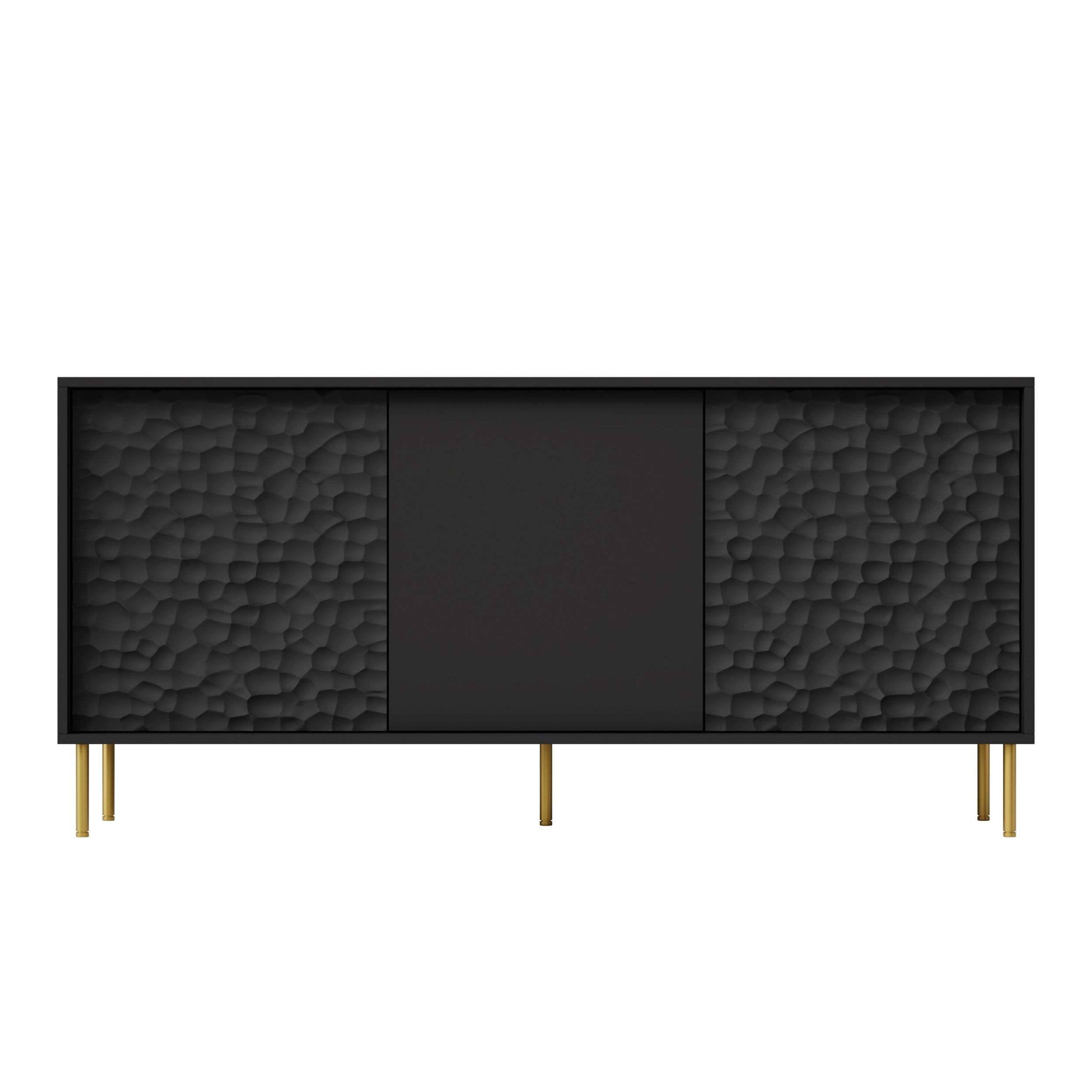 Bullet dressoir matzwart 155 cm – stijlvolle opberingsoplossing met gouden accenten