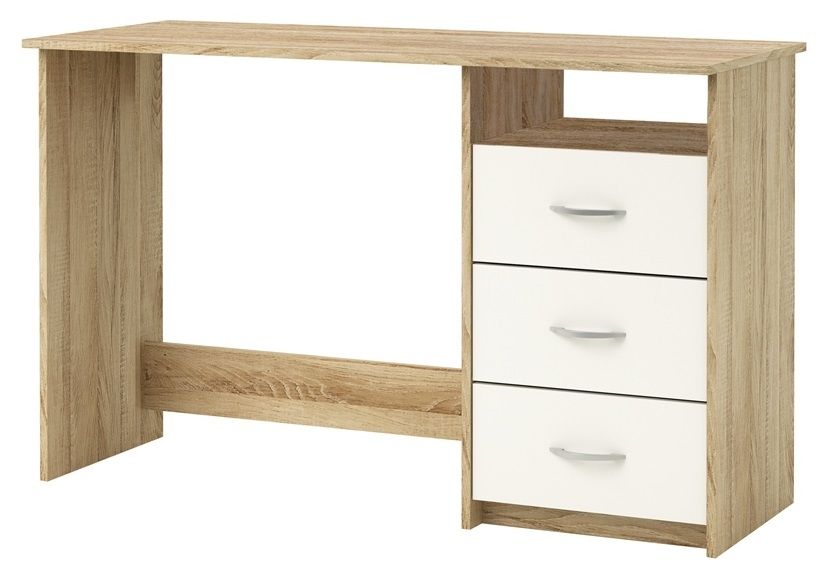 Bureau Aristote – 123 cm breed, geborsteld eiken met witte accenten | Young Furniture