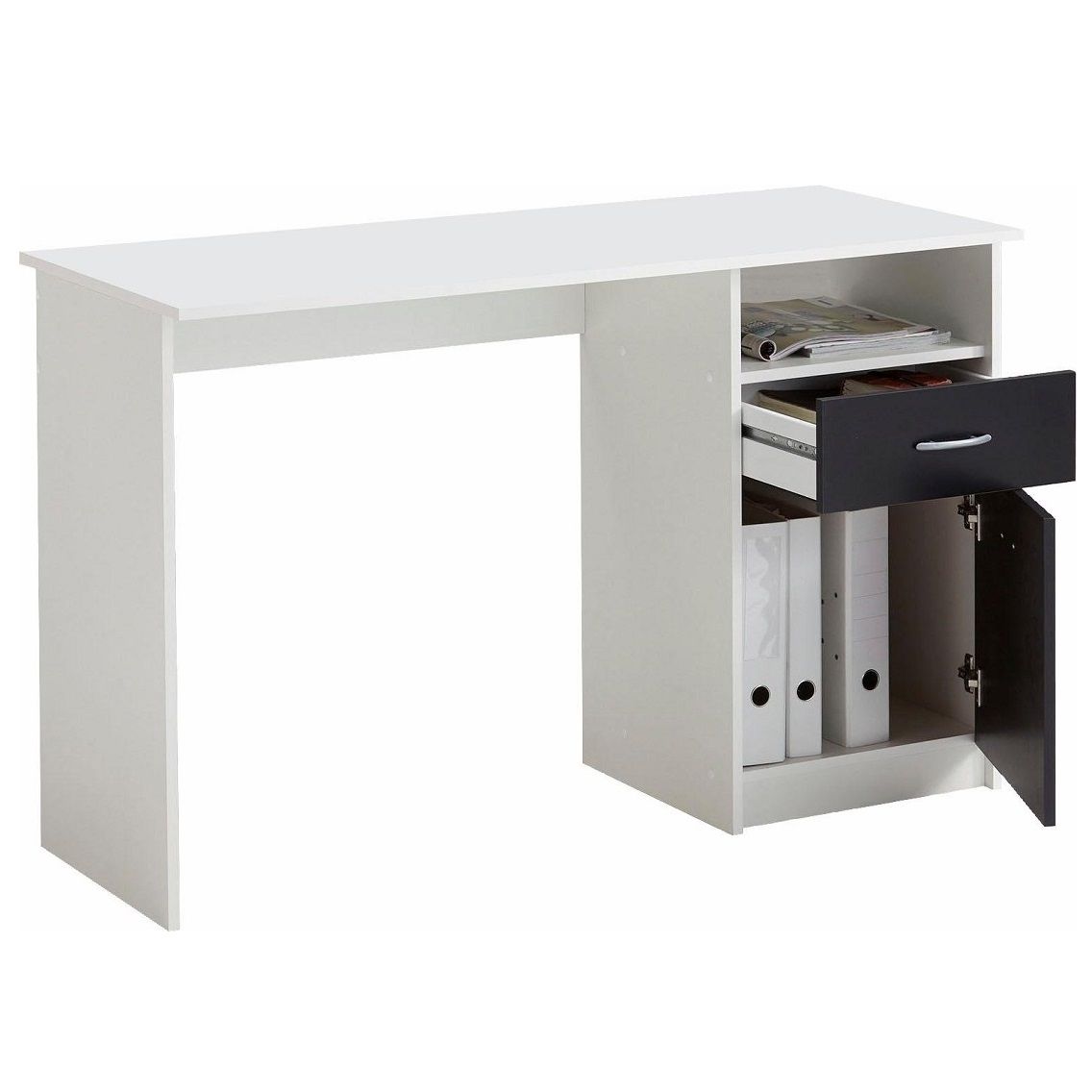 Bureau Jackson 123 cm – stijlvol wit‑zwart kantoormeubel voor elke werkplek