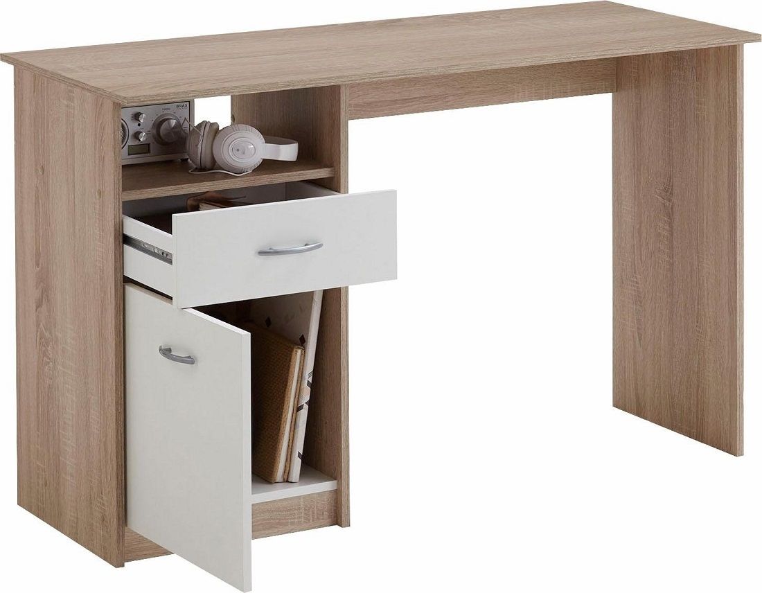 Bureau Jackson 123 cm – Strak eiken‑wit design voor elke werkruimte