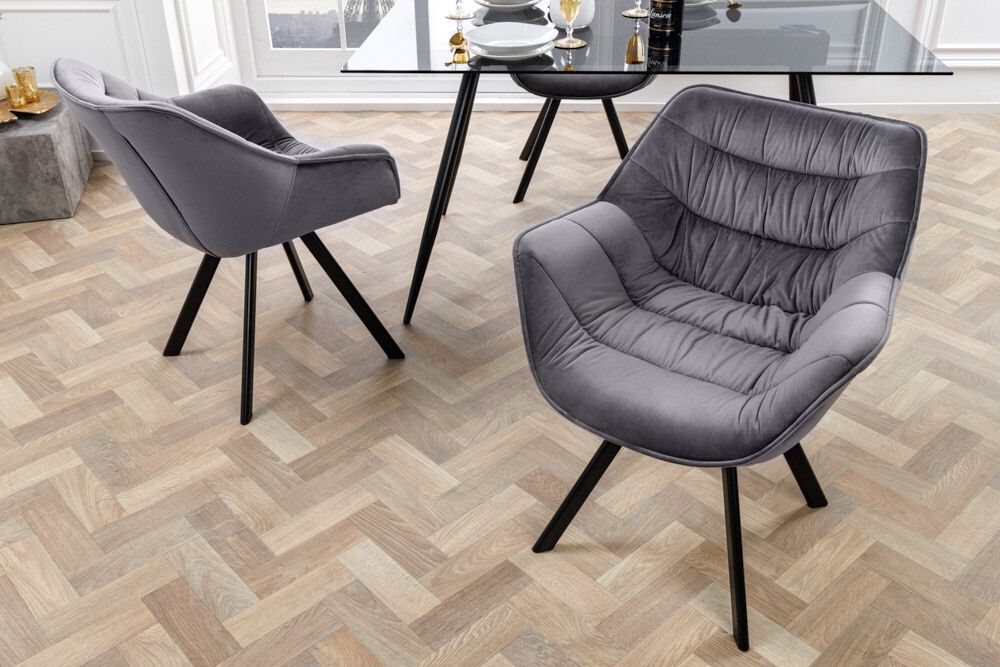 Bureaustoel The Dutch Comfort – Modern design in grijs fluweel met armleuningen