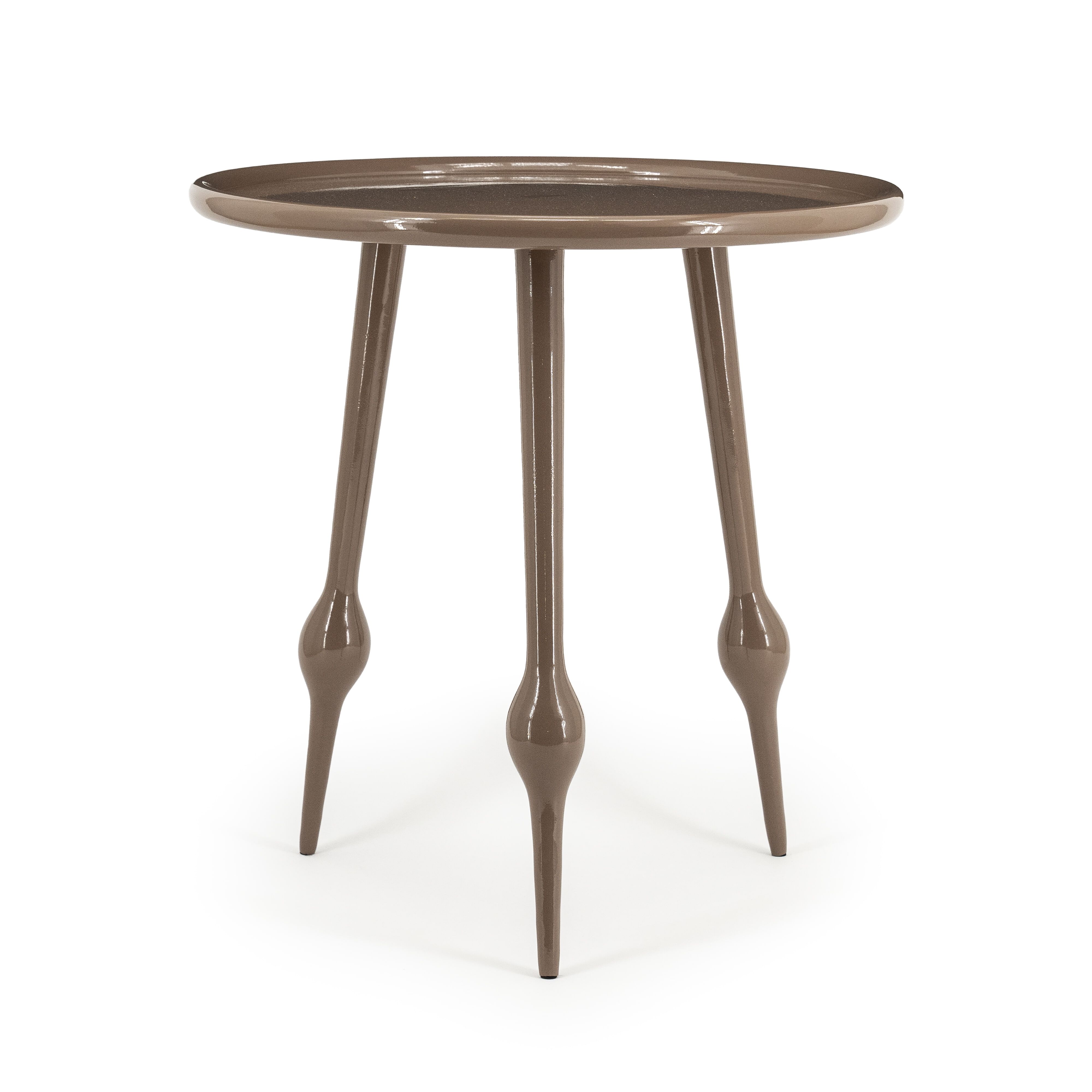 By‑Boo Birdy – compacte ronde bijzettafel in warm bruin aluminium