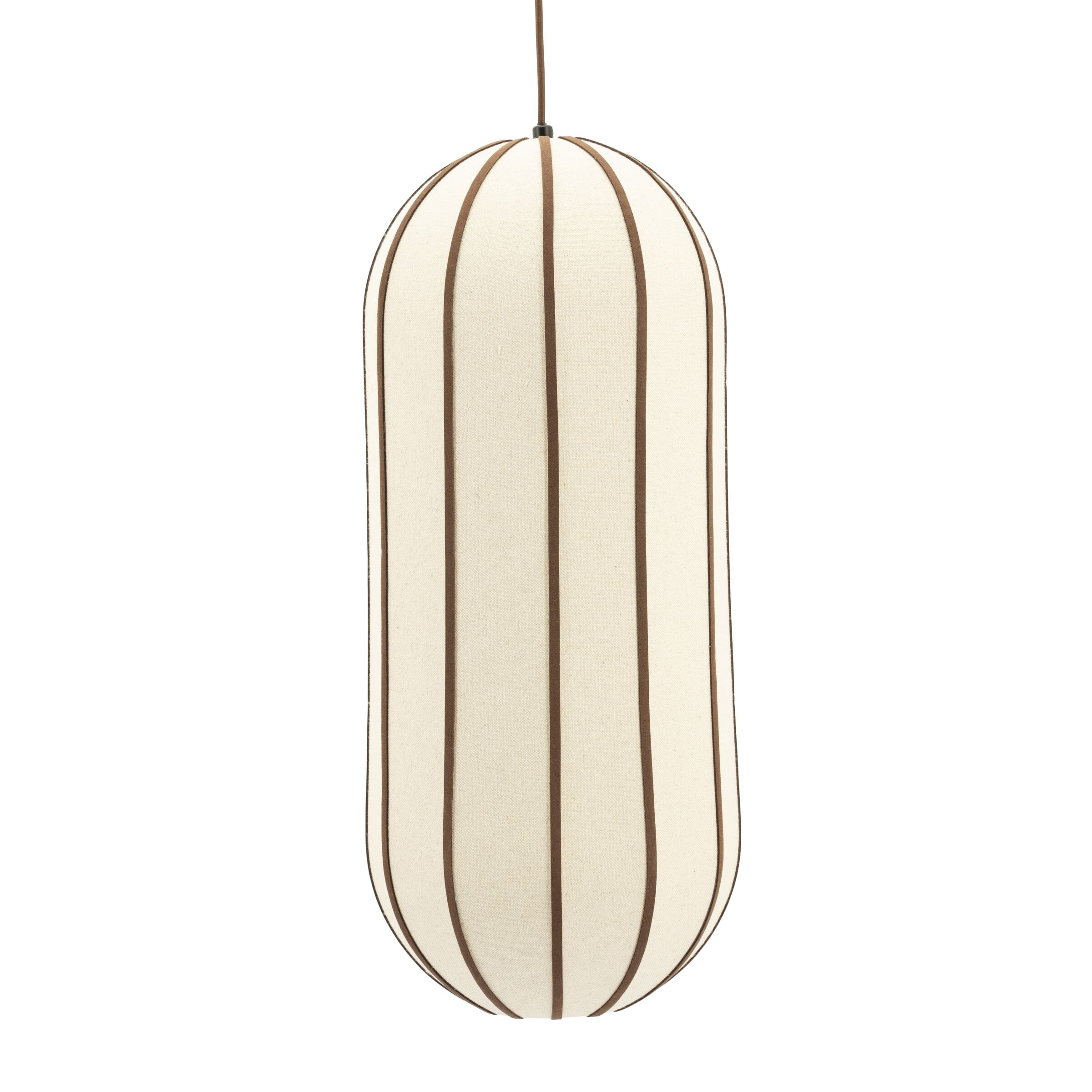 By‑Boo Cocoon Hanglamp – Linnen & Leer, 28 cm, Bruin