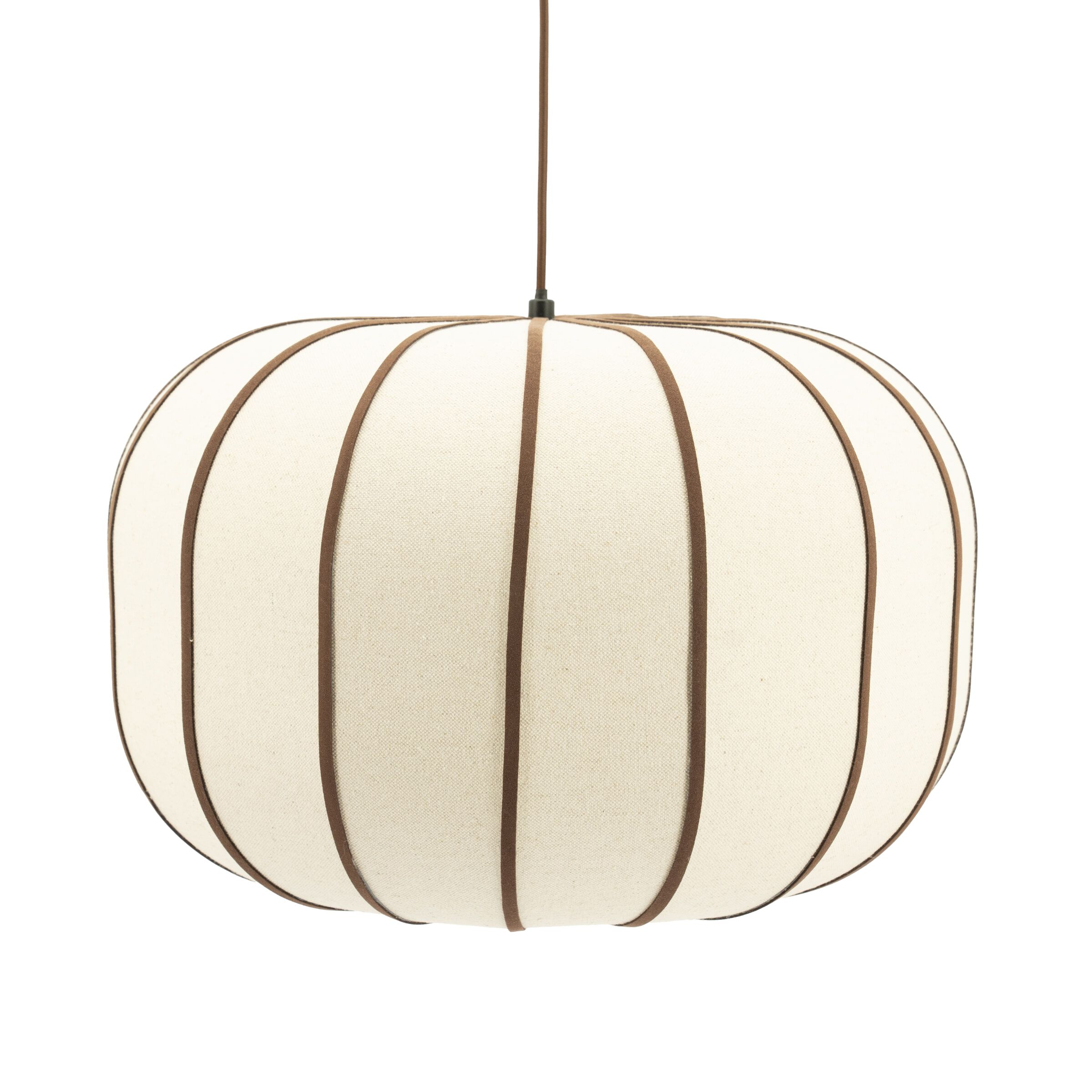 By‑Boo Cocoon Hanglamp – Warm Bruin Linnen & Leer, 50 cm