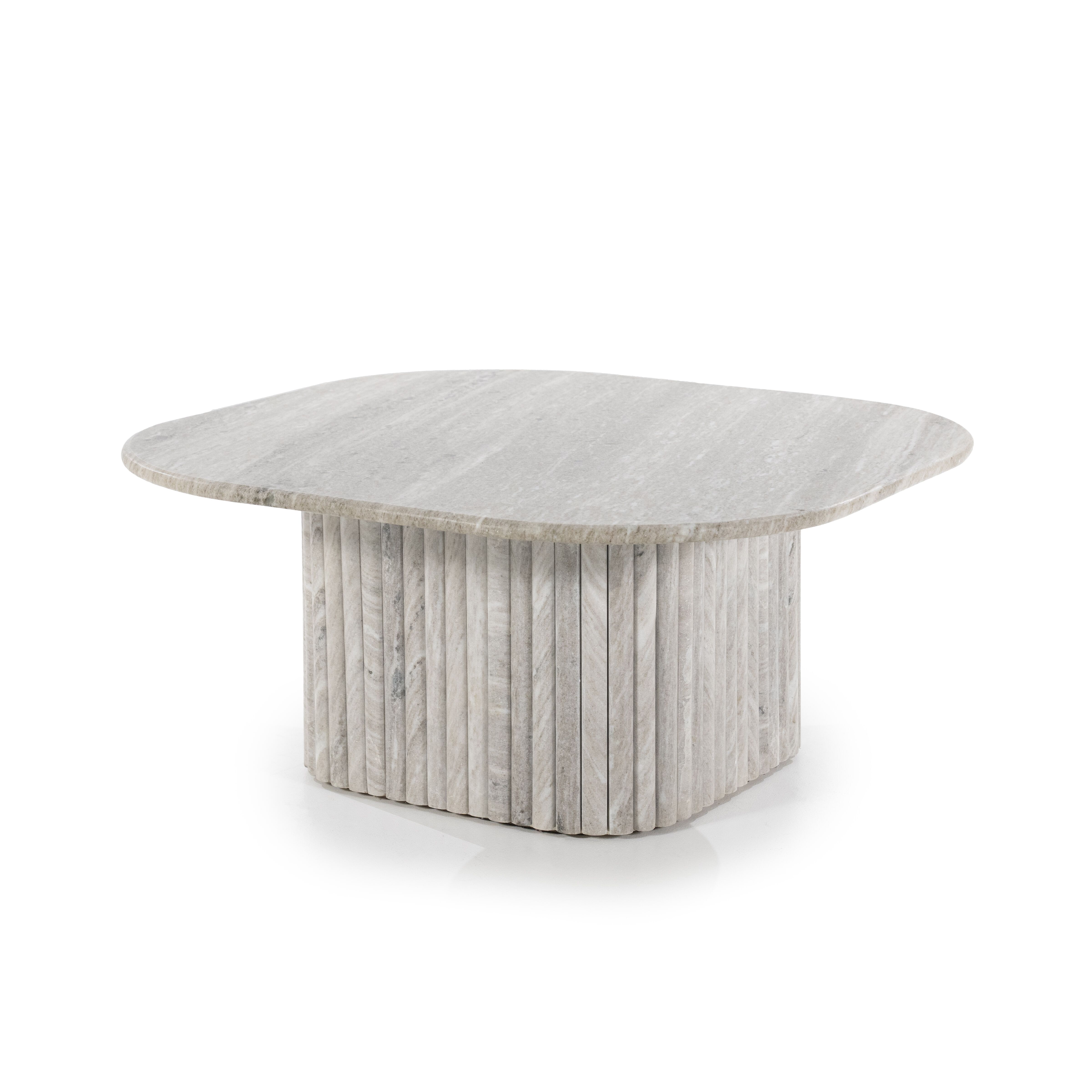 By-Boo Dorique Marmeren Salontafel 80 × 80 cm – Luxe Vierkante Tafel in Bruin