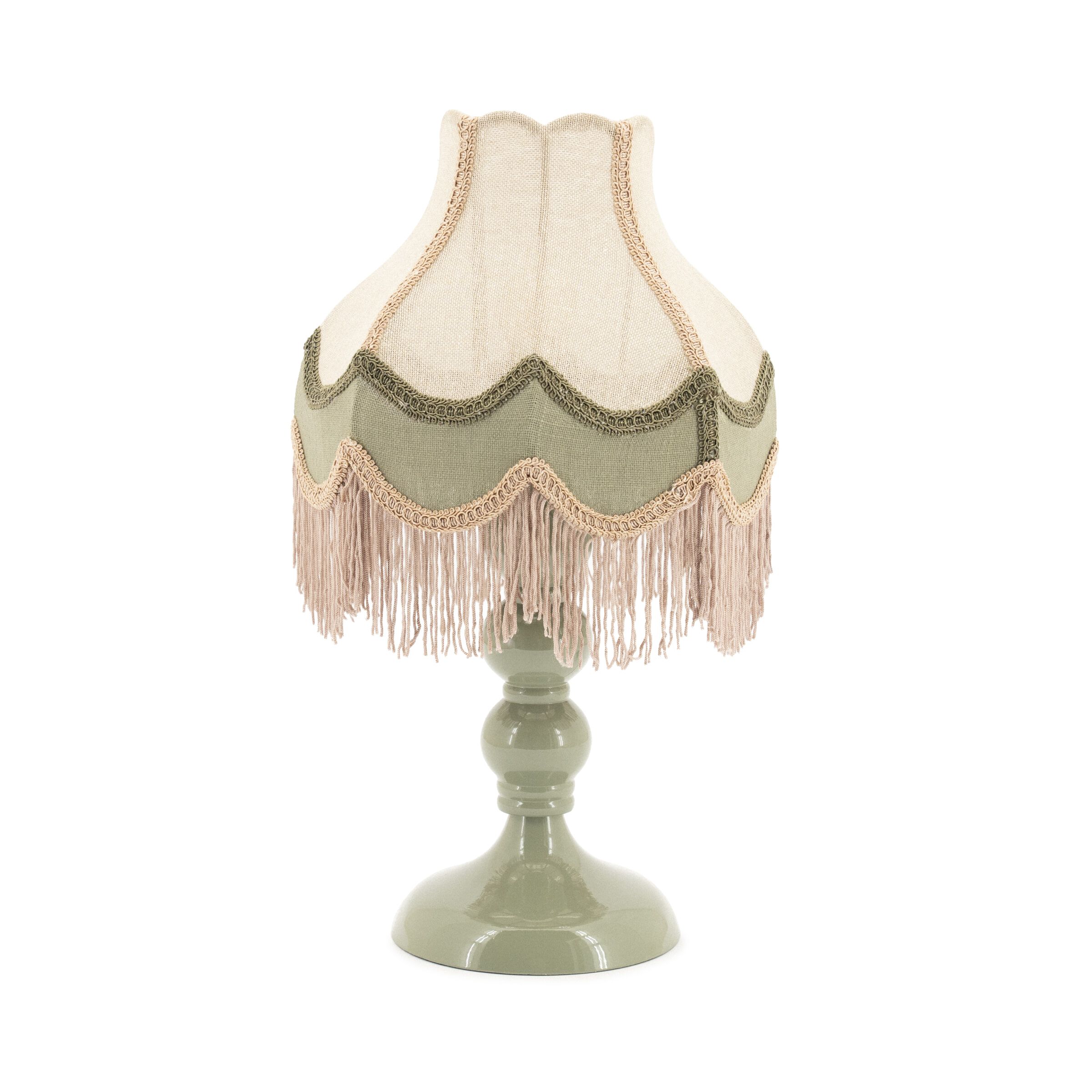 By-Boo Fringaloo tafellamp – groene, natuurlijke lichtbron met katoen‑jute kap