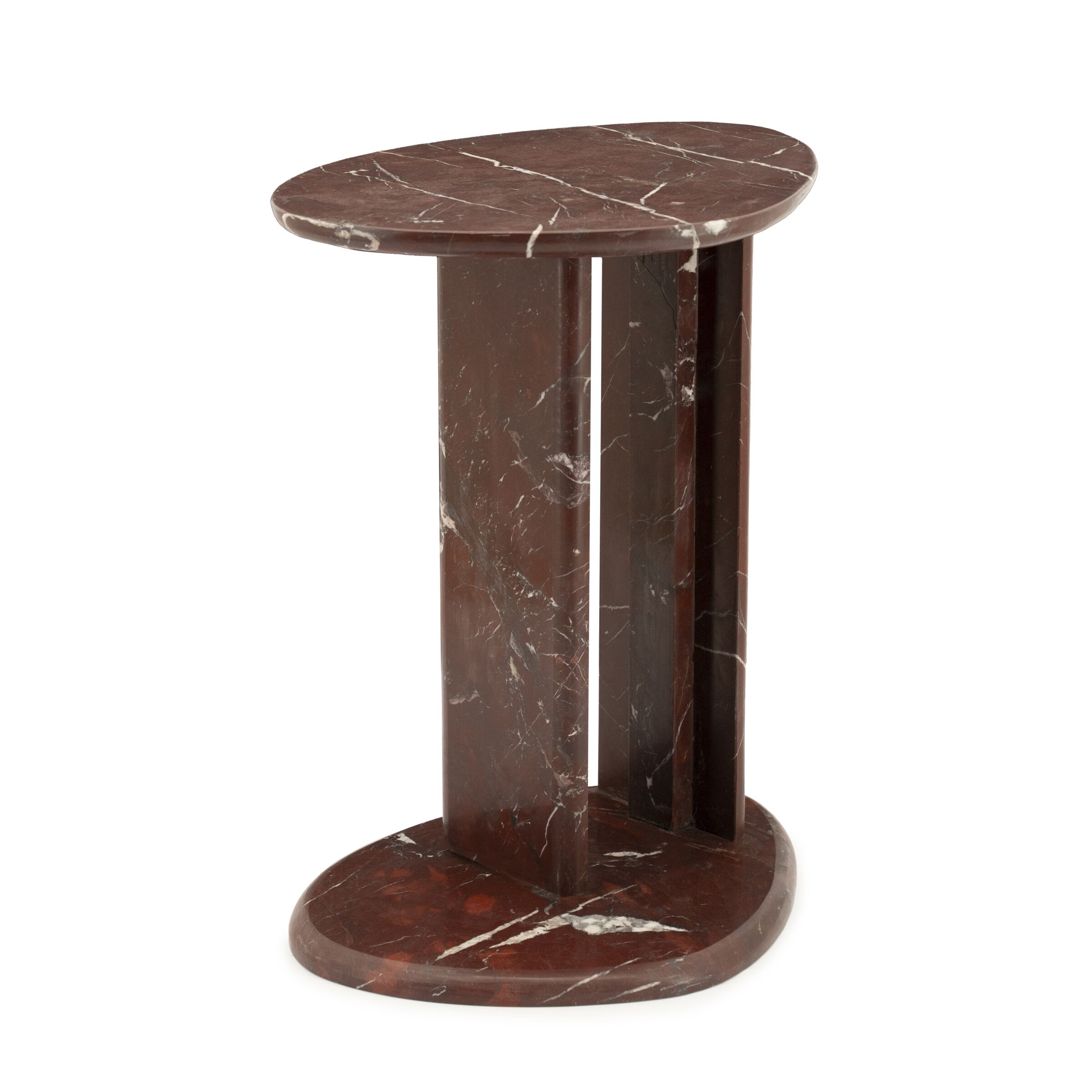 By-Boo Lior Marmeren Bijzettafel – Rood, 46 × 35 cm – Stijlvolle Elegantie voor elke ruimte