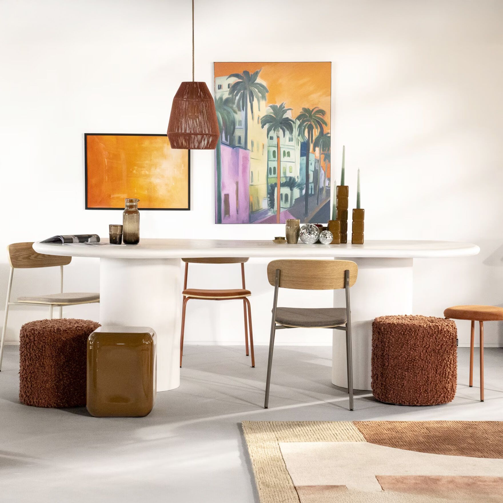 By-Boo Organische Eettafel Seki 250 × 110 cm – Modern wit design